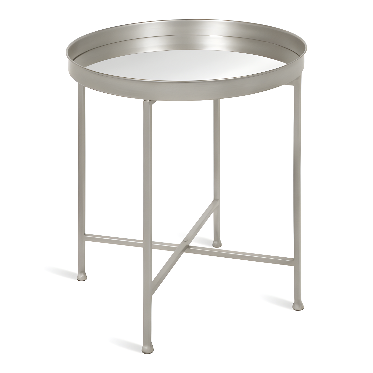 Kate and Laurel Celia Round Metal Side Table, 18.25x18.25x22, Silver