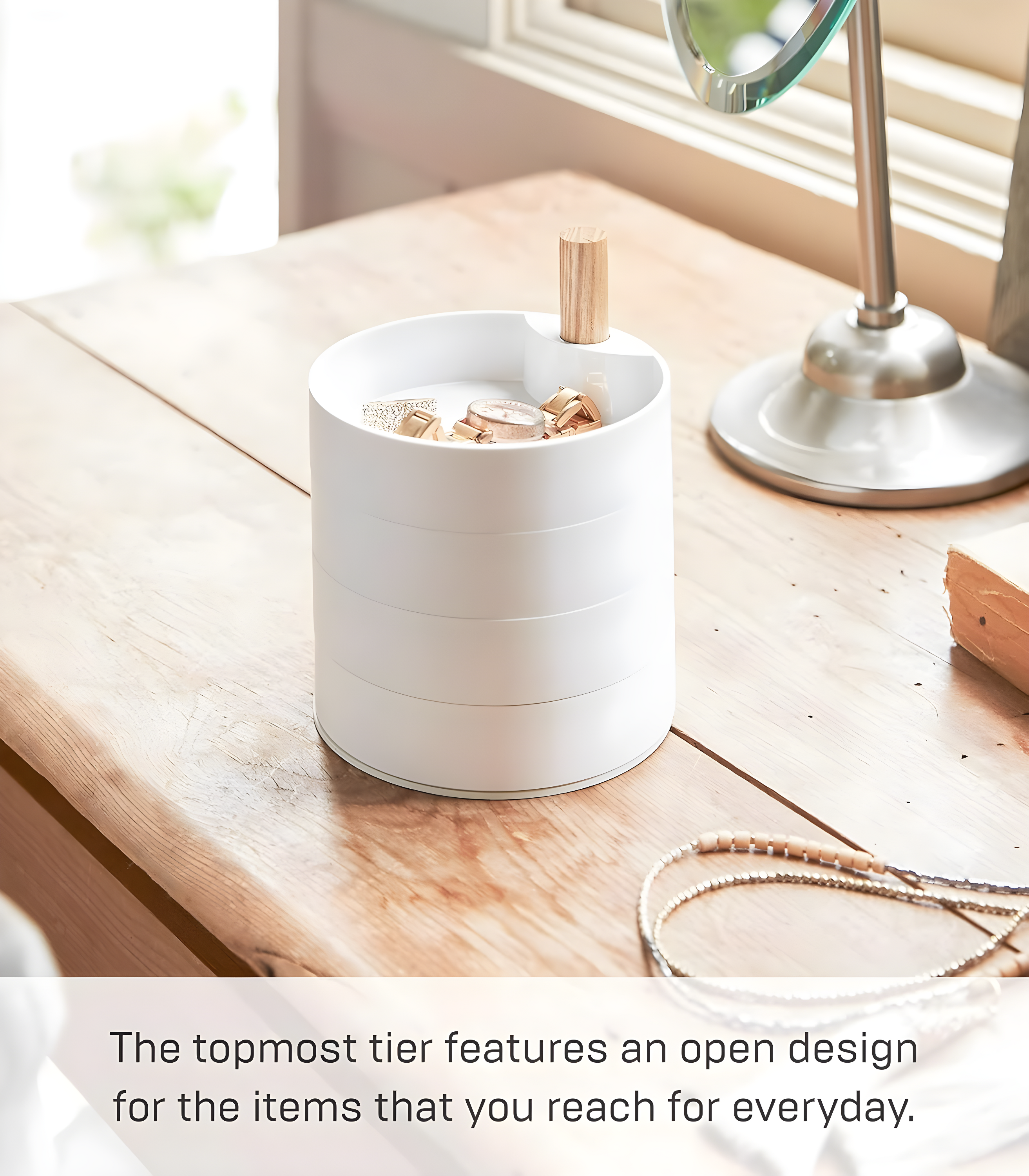 Yamazaki Home 4-Tiered Jewelry Boxes Saving, Plastic + Wood
