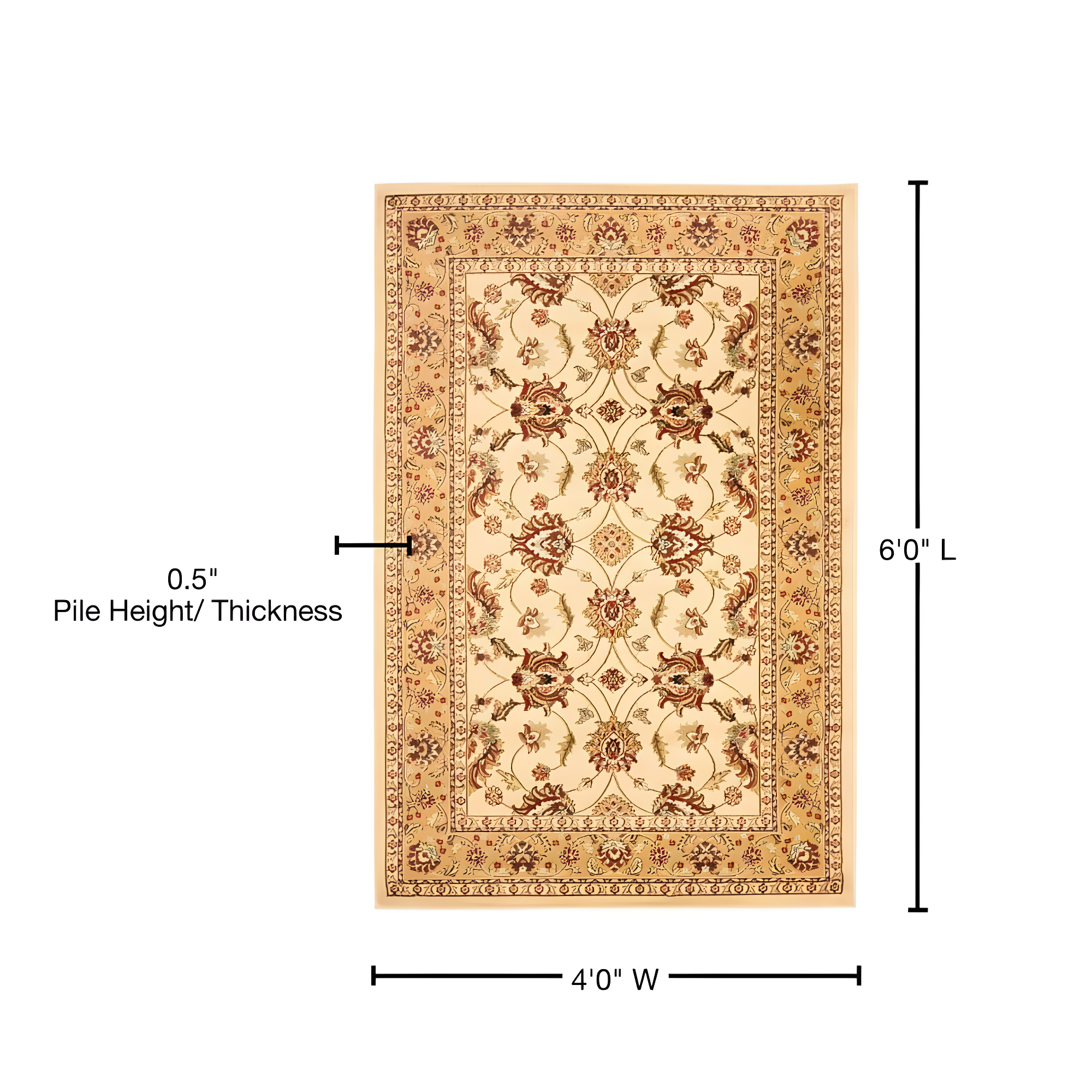 Lyndhurst LNH553 Power Loomed Area Rug - Ivory/Beige - 4'x6' - Safavieh.