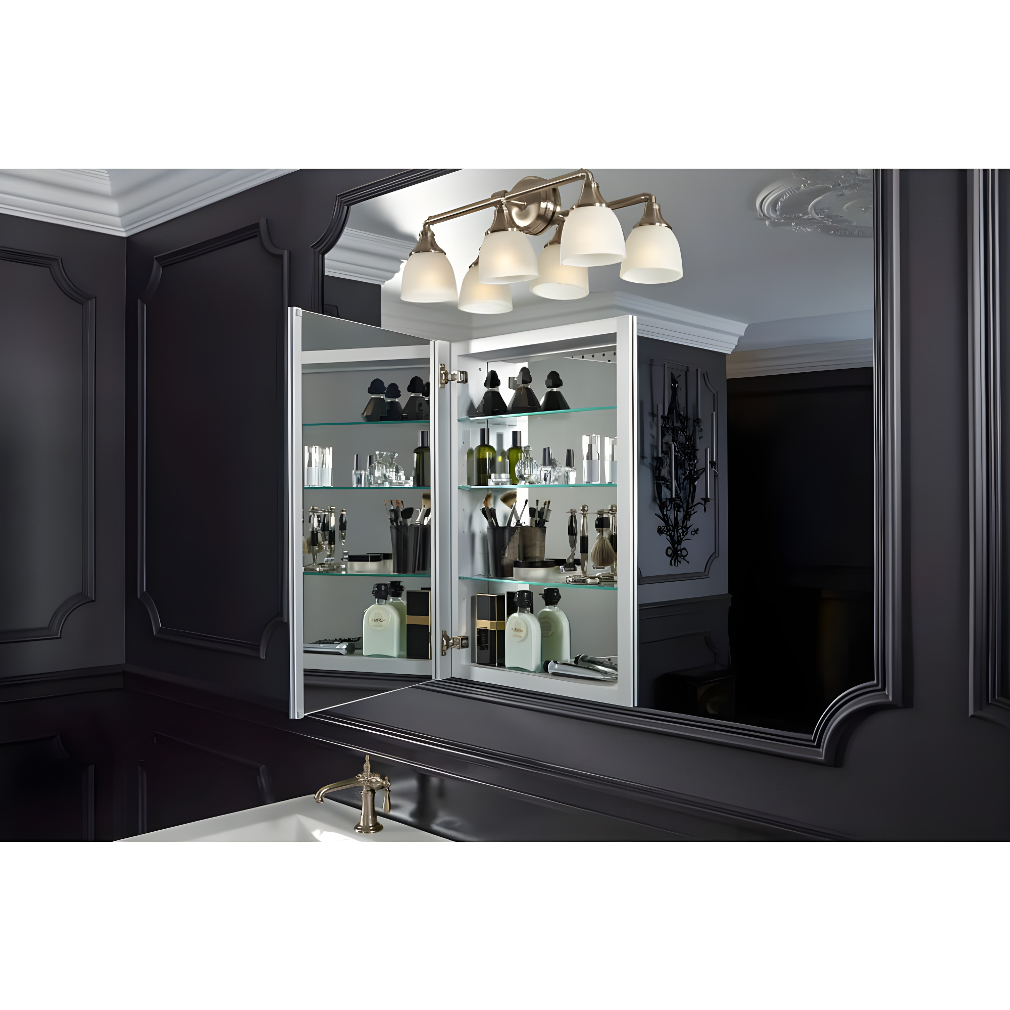 Verdera® Recessed or Surface Mount Frameless Medicine Cabinet with 3 Adjustable Shelves