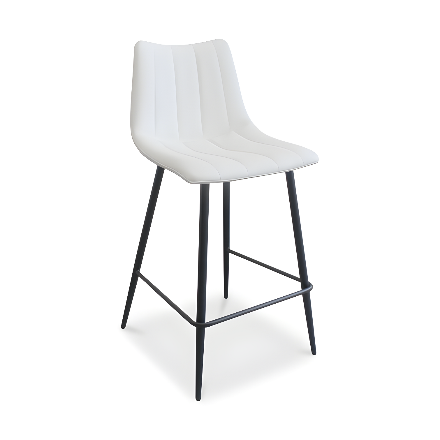 Ivory Faux Leather and Metal Contemporary Counter Stool
