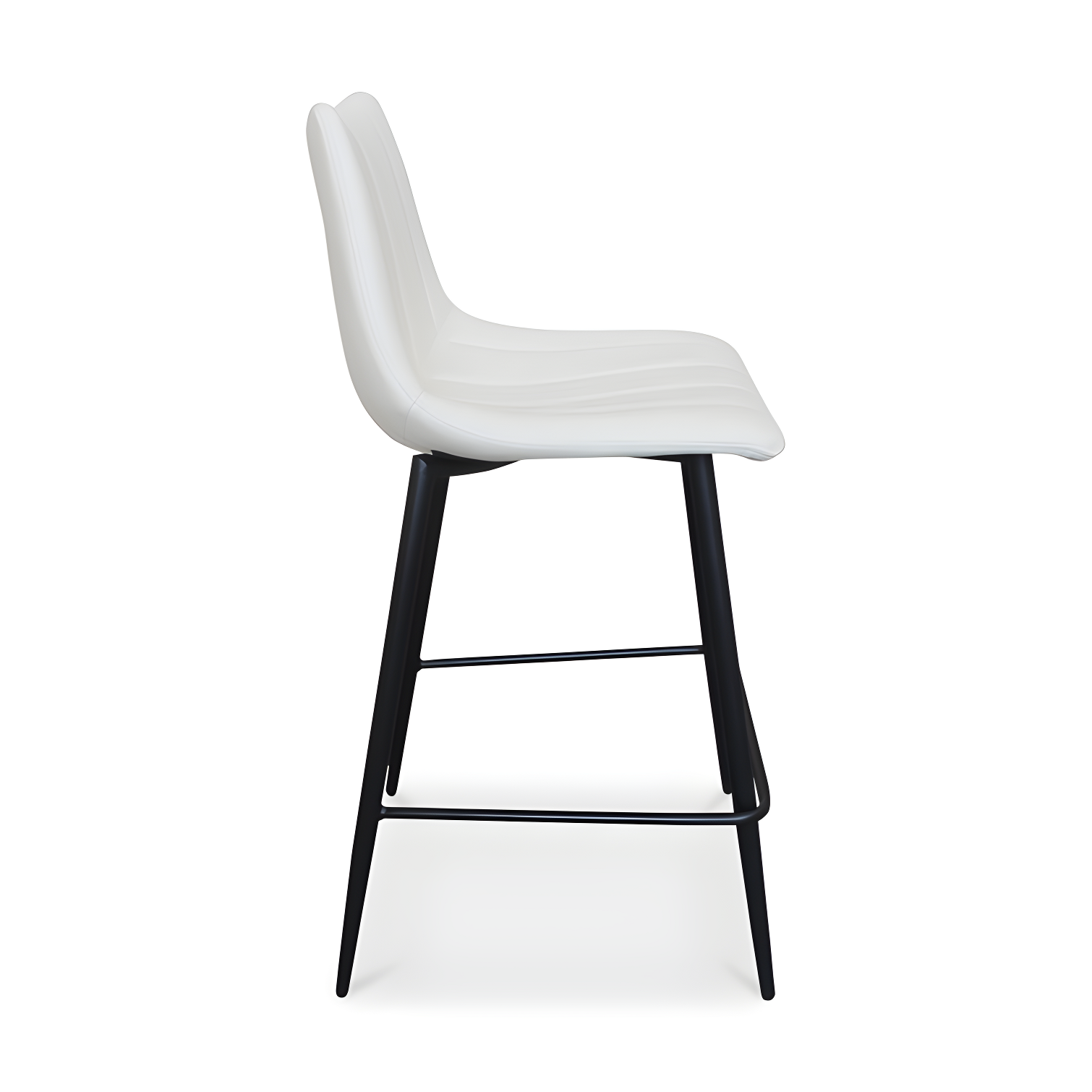 Ivory Faux Leather and Metal Contemporary Counter Stool