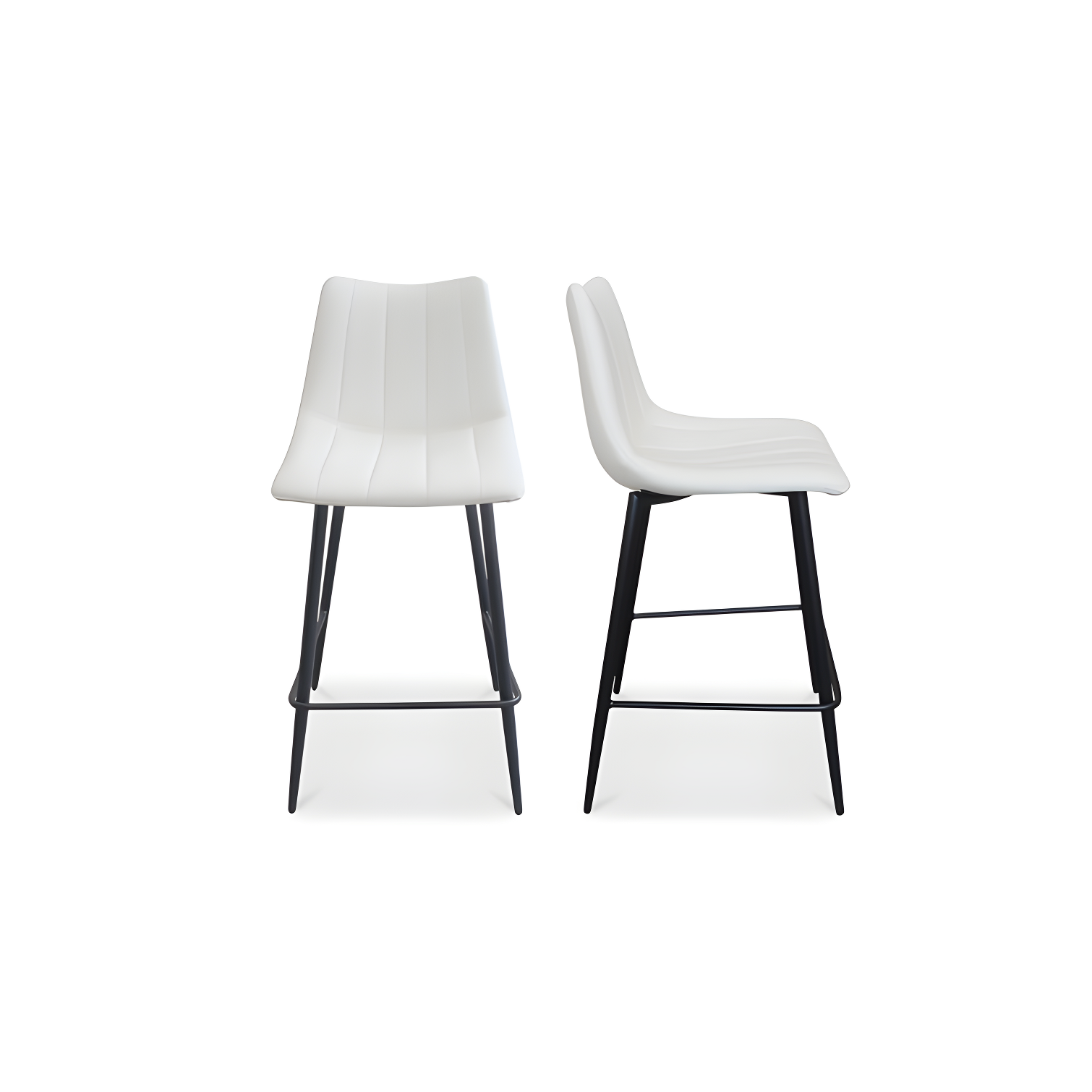Ivory Faux Leather and Metal Contemporary Counter Stool
