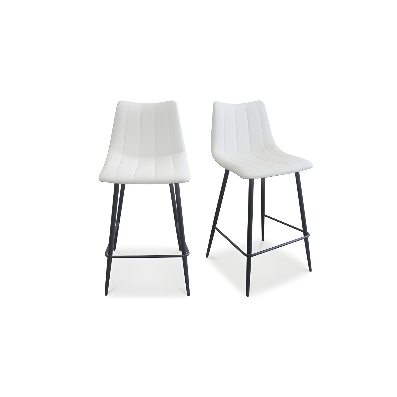 Ivory Faux Leather and Metal Contemporary Counter Stool