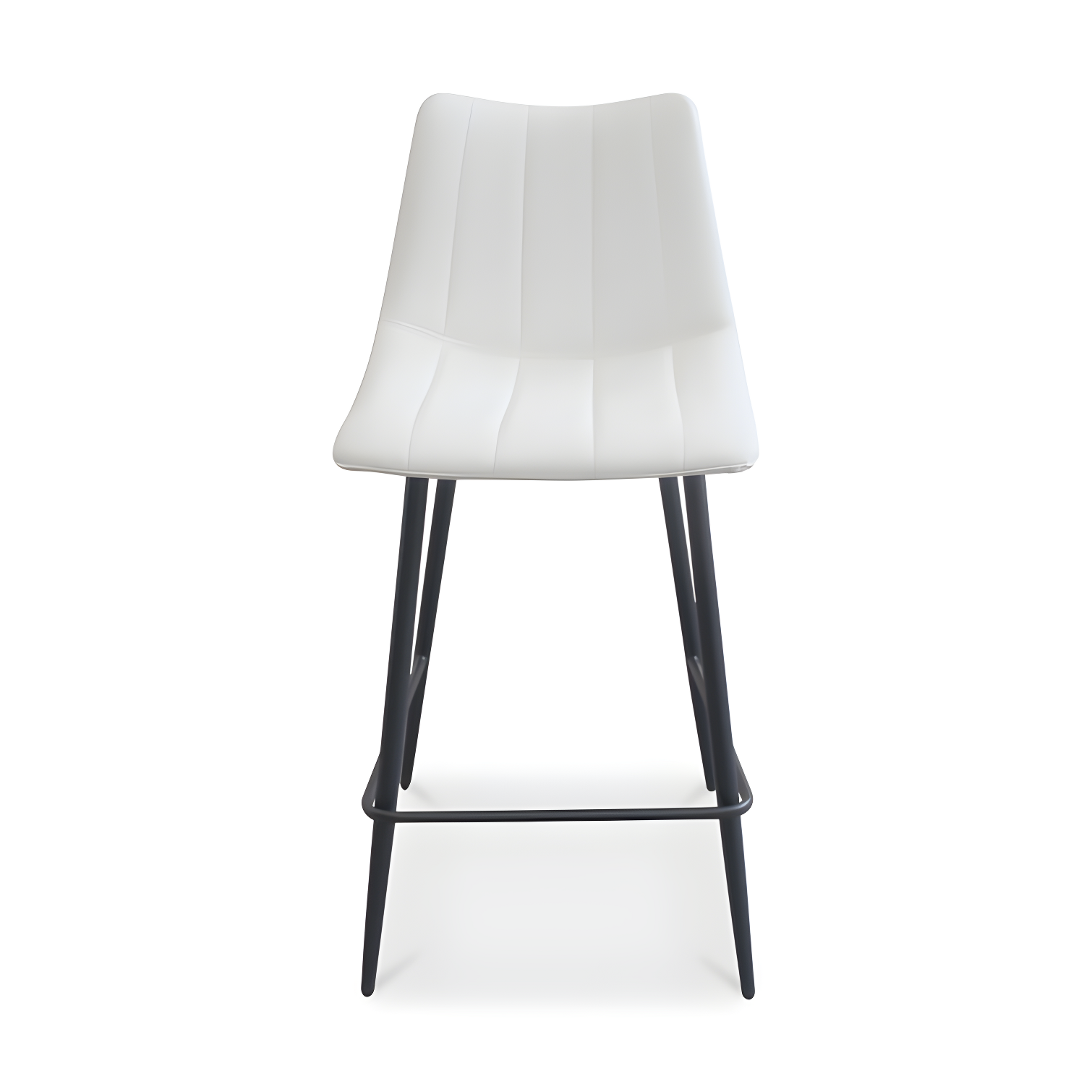 Ivory Faux Leather and Metal Contemporary Counter Stool