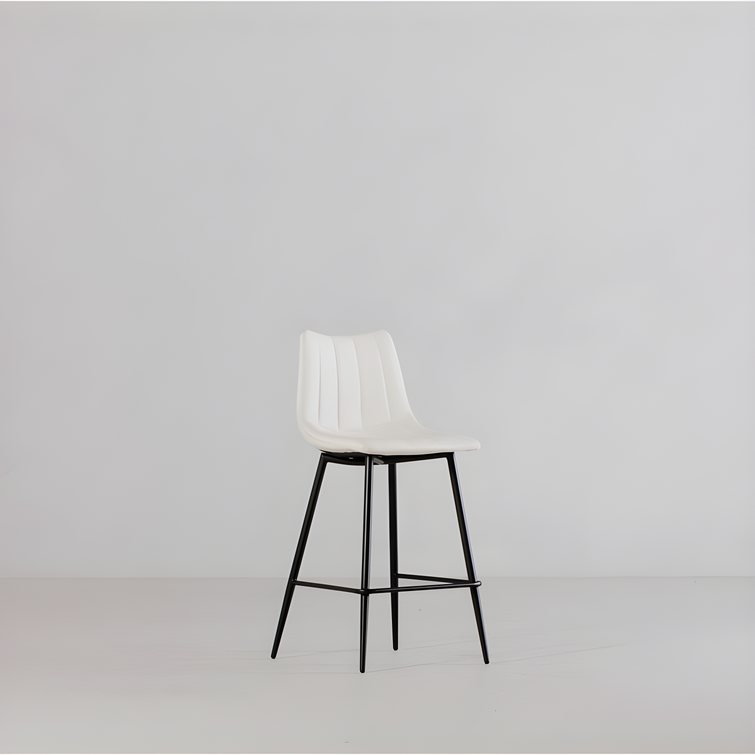 Ivory Faux Leather and Metal Contemporary Counter Stool