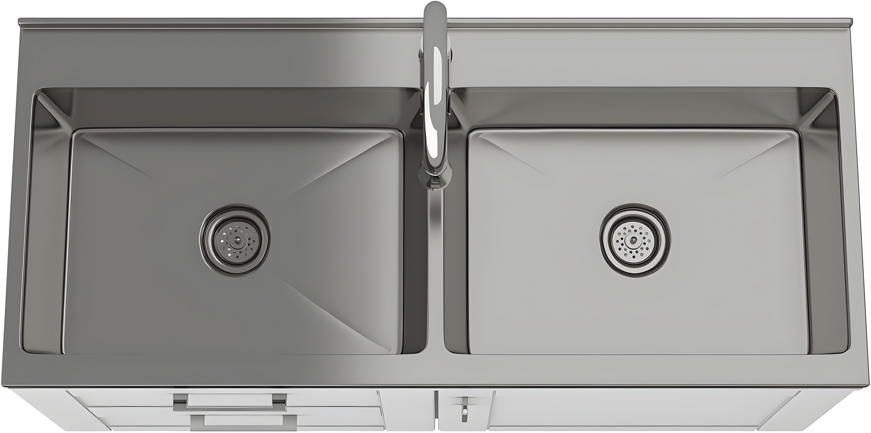 Modern Wide Shaker 46"W Utility Sink & Laundry Cabinet with High-Arc Facet and Stainless Steel Sink, White