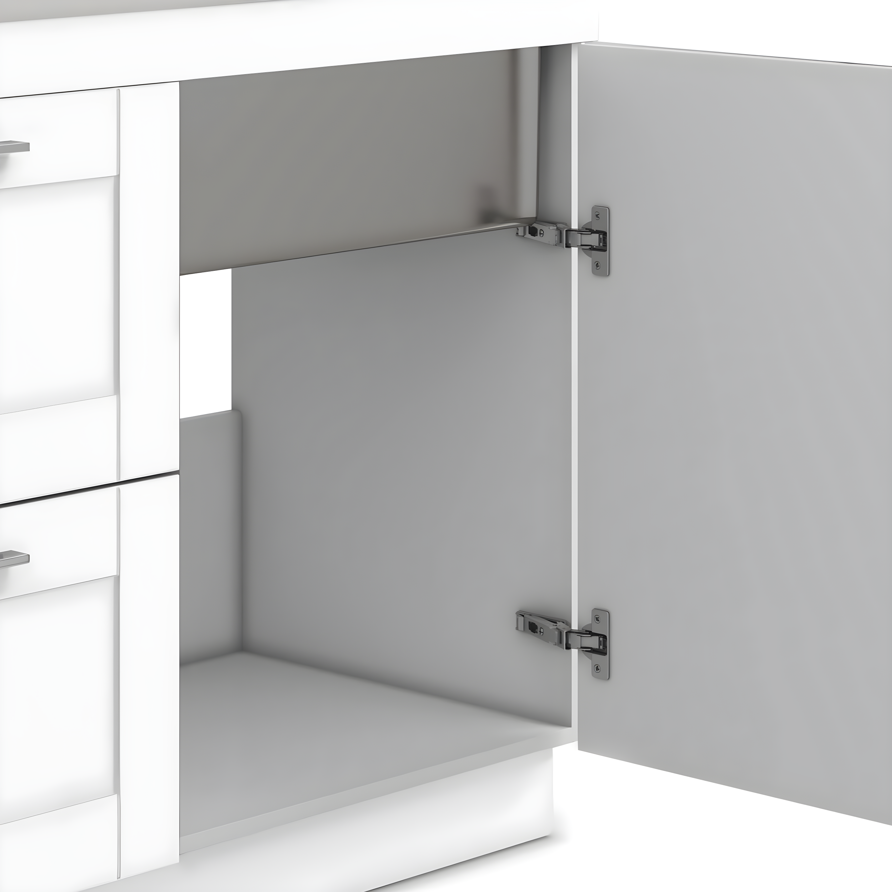 Modern Wide Shaker 46"W Utility Sink & Laundry Cabinet with High-Arc Facet and Stainless Steel Sink, White