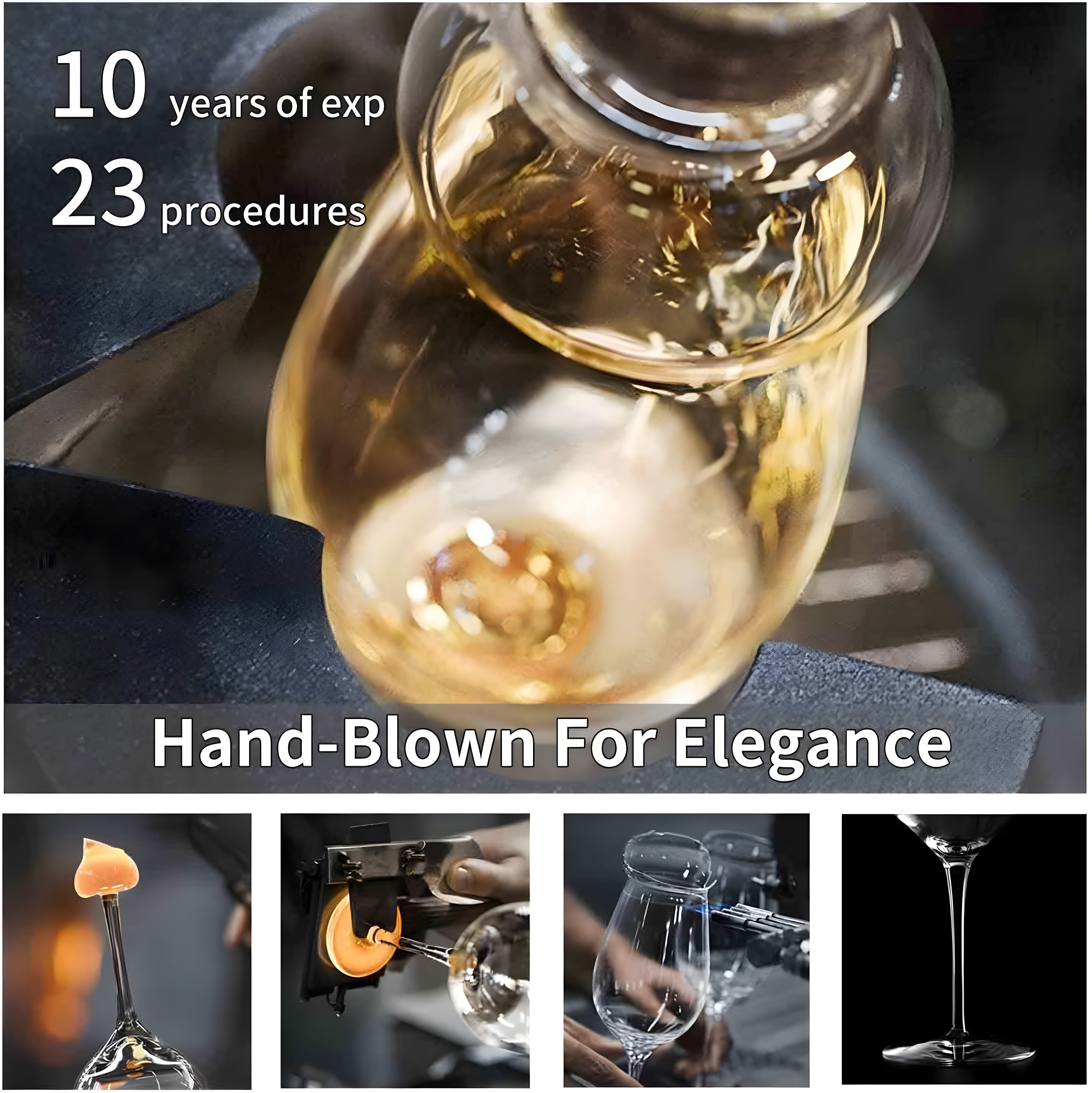 Set Of 4-21 Ounce Hand Blown Italian Style Crystal Burgundy Wine Glasses - Lead-Free Premium Crystal Clear Glass - Gift-Box For Any Occasion