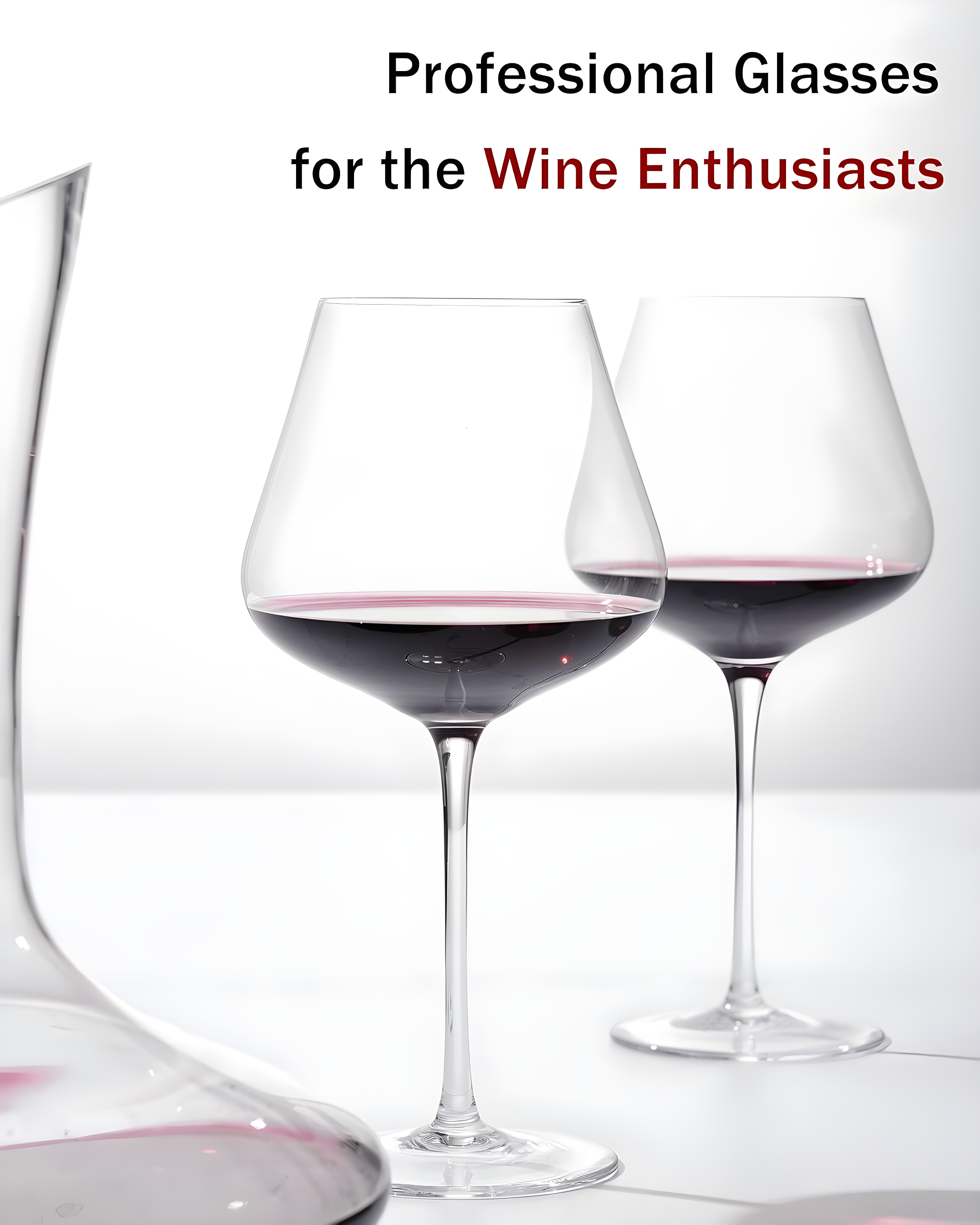 Set Of 4-21 Ounce Hand Blown Italian Style Crystal Burgundy Wine Glasses - Lead-Free Premium Crystal Clear Glass - Gift-Box For Any Occasion