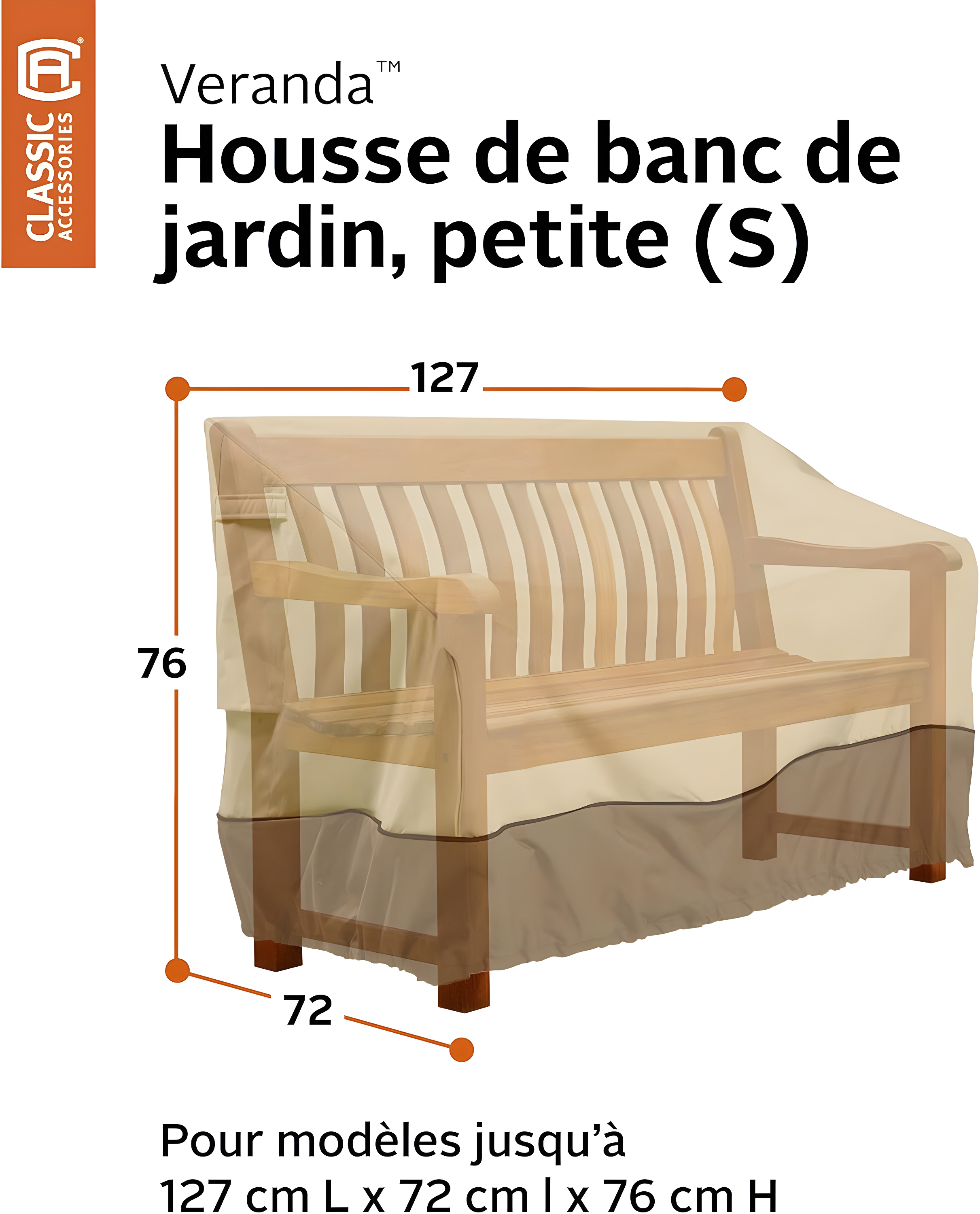 Classic Accessories Veranda™ Patio Bench Cover - Water Resistant Outdoor Furniture Cover, Small (70992)