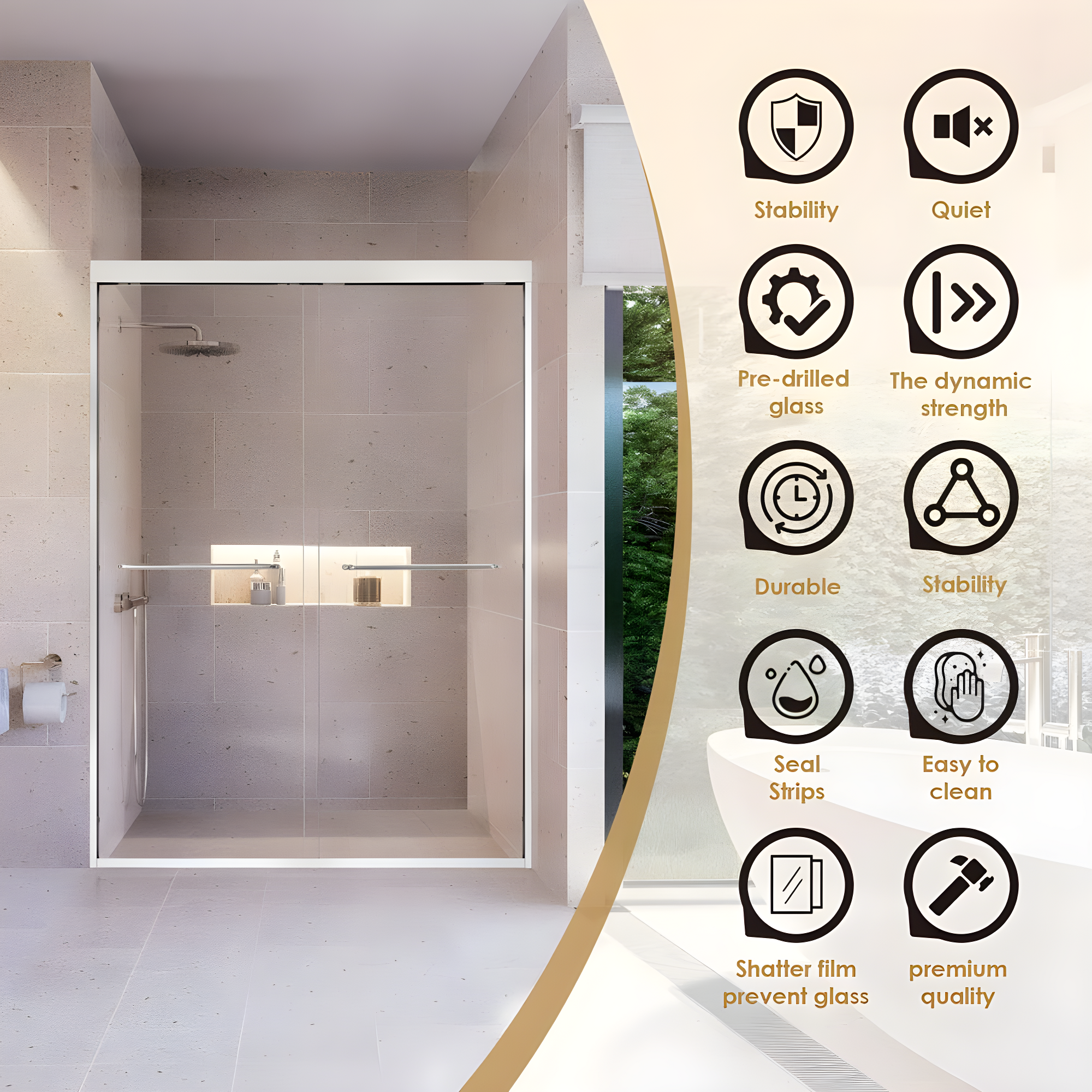 Ennis 48" W x 76" H By Pass Framed Shower Door with Clear Glass