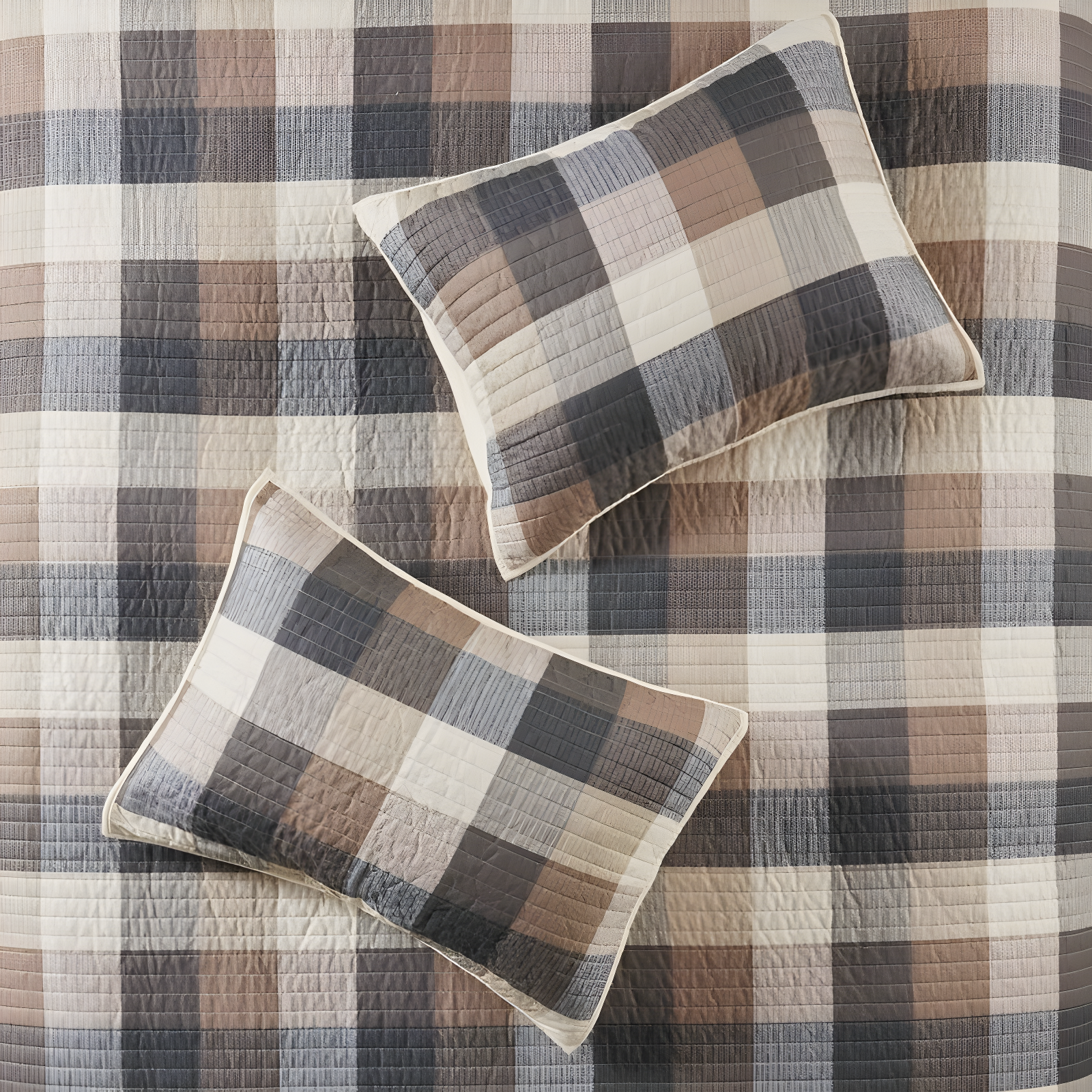 Madison Park Ridge 6 Piece Printed Herringbone Quilt Set with Throw Pillows