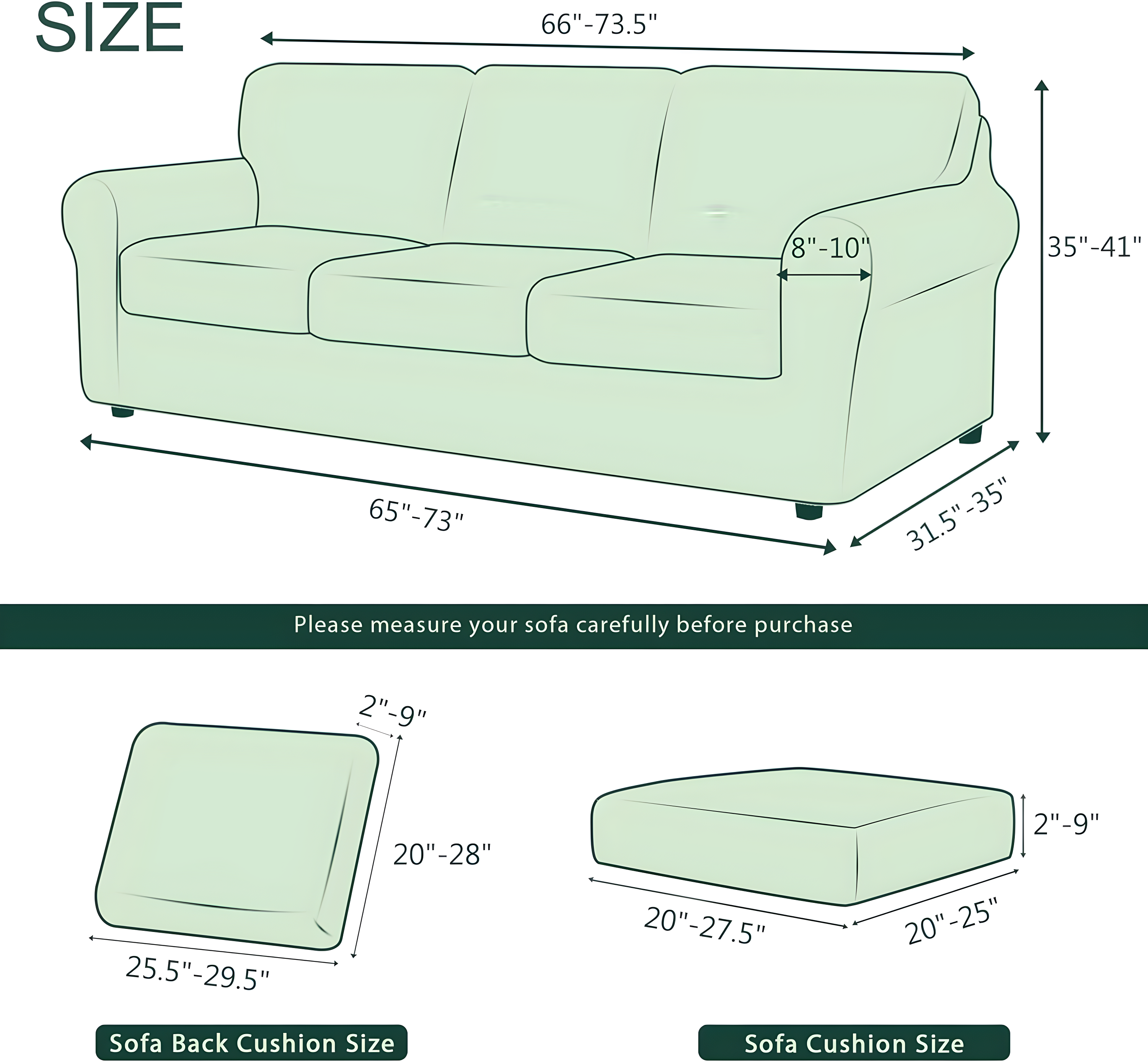 CHUN YI 7 Piece Couch Covers for 3 Cushion Couch Sofa Pet Friendly, 3 Seater Stretch Sofa Slipcover with Seperate Backrest and Cushion Covers, Furniture Protector for Dogs (Large, Light Grey)