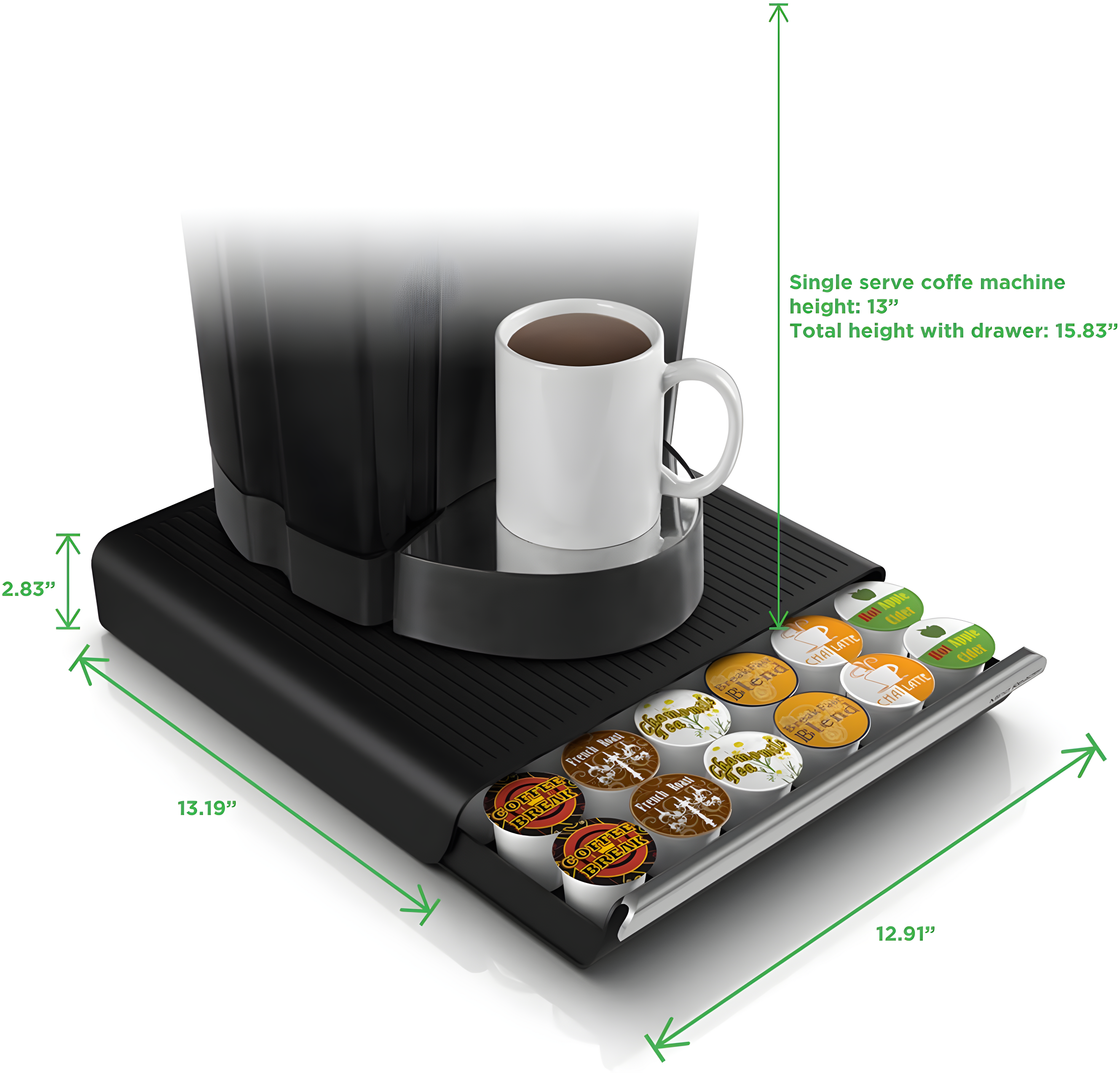 TUHOME FURNITURE LLC K-Cup Holder Coffee Pod Organizer Compatible With Keurig Accessories Holds 36 Coffee Pods, Black