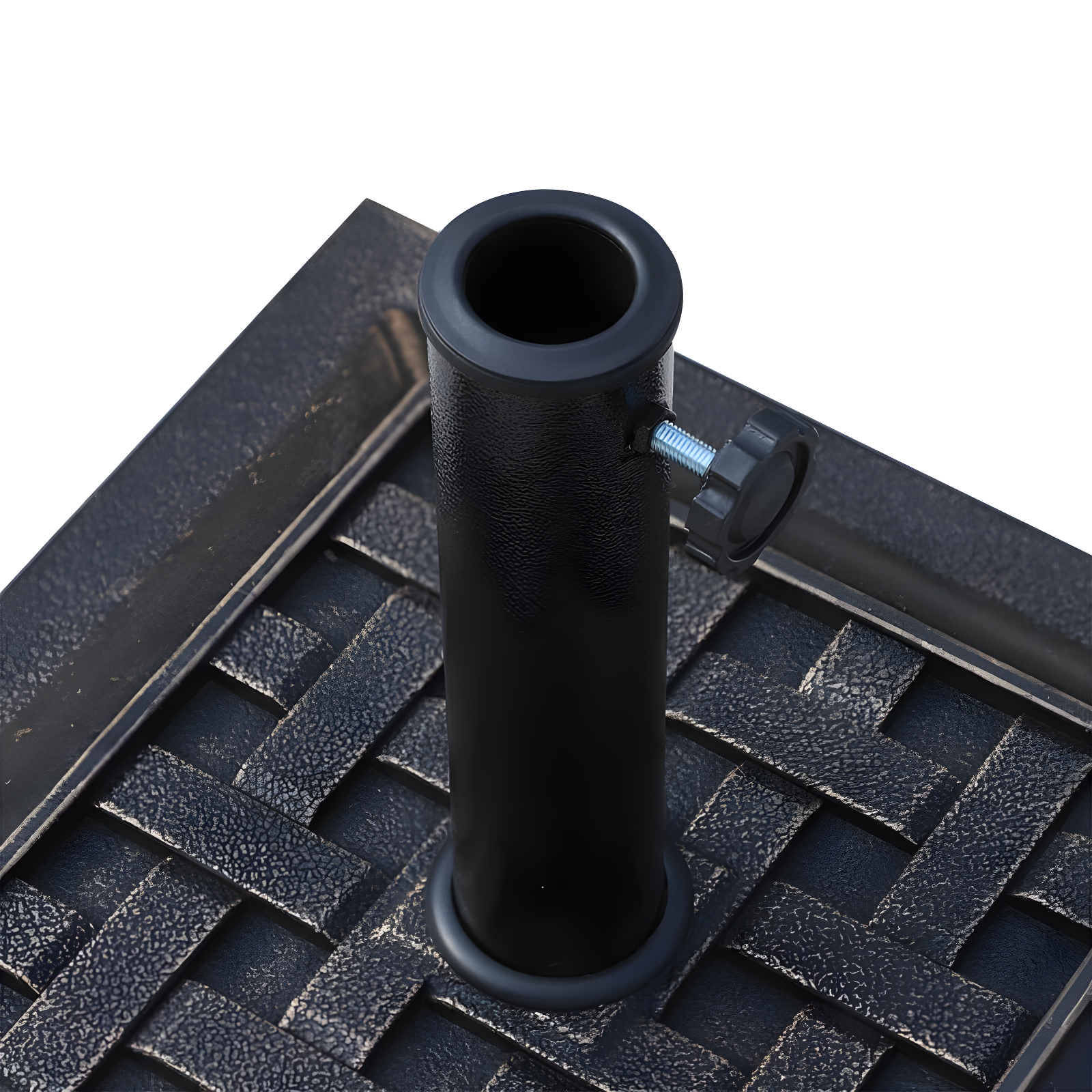 Outsunny 20 lbs Patio Market Umbrella Base Stand Resin Parasol Holder Square with Beautiful Decorative Pattern, for Φ1.5", Φ1.89" Pole