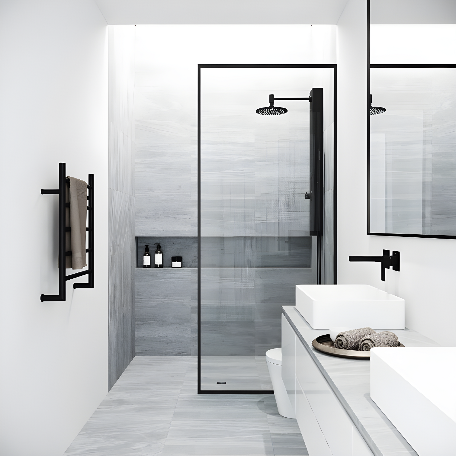 Meridian 34" W x 74" H Fixed Framed Shower Screen with 3/8" Glass