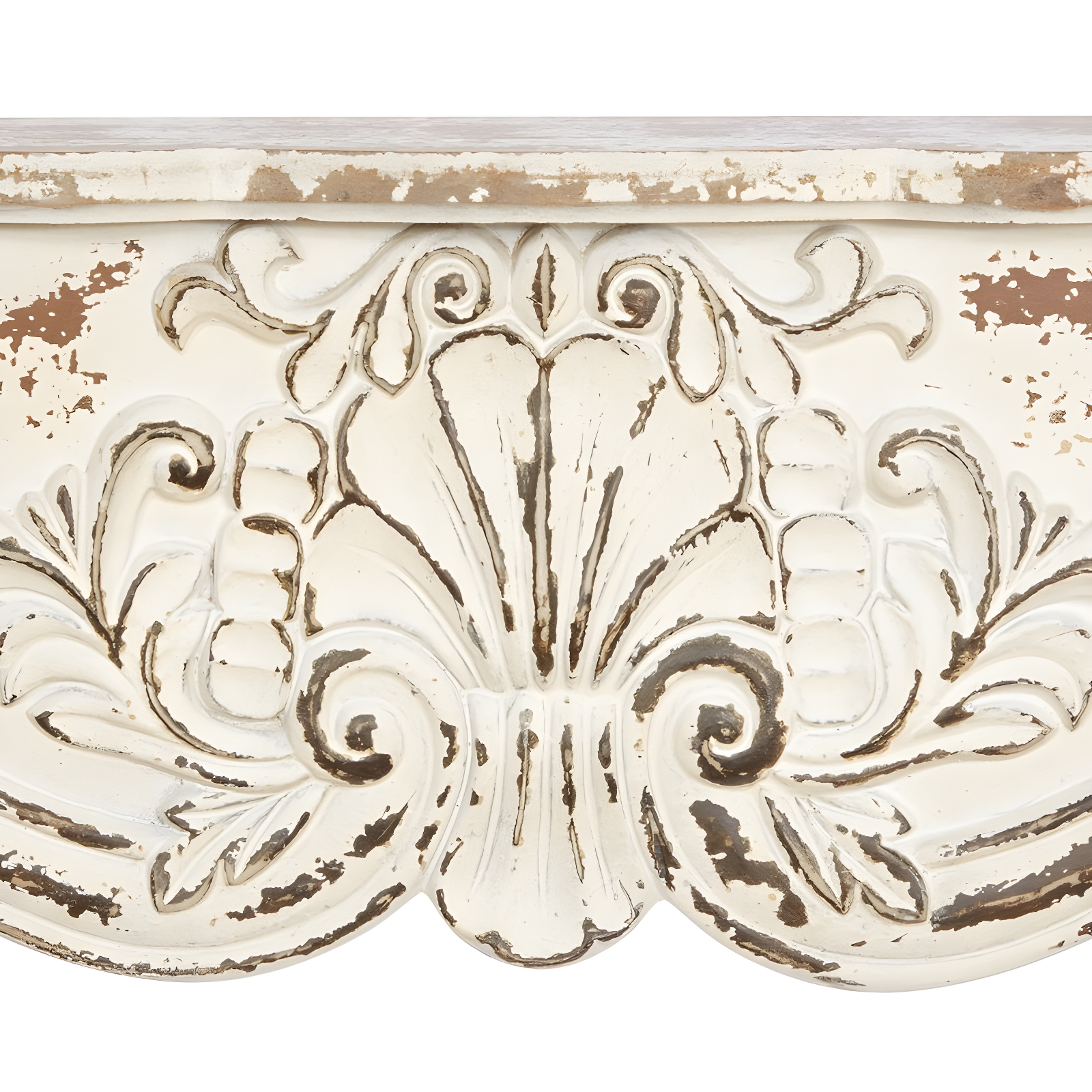 Kelly Clarkson Home Elicia White Wood Scroll Distressed 1 Shelf Room Wall Shelf