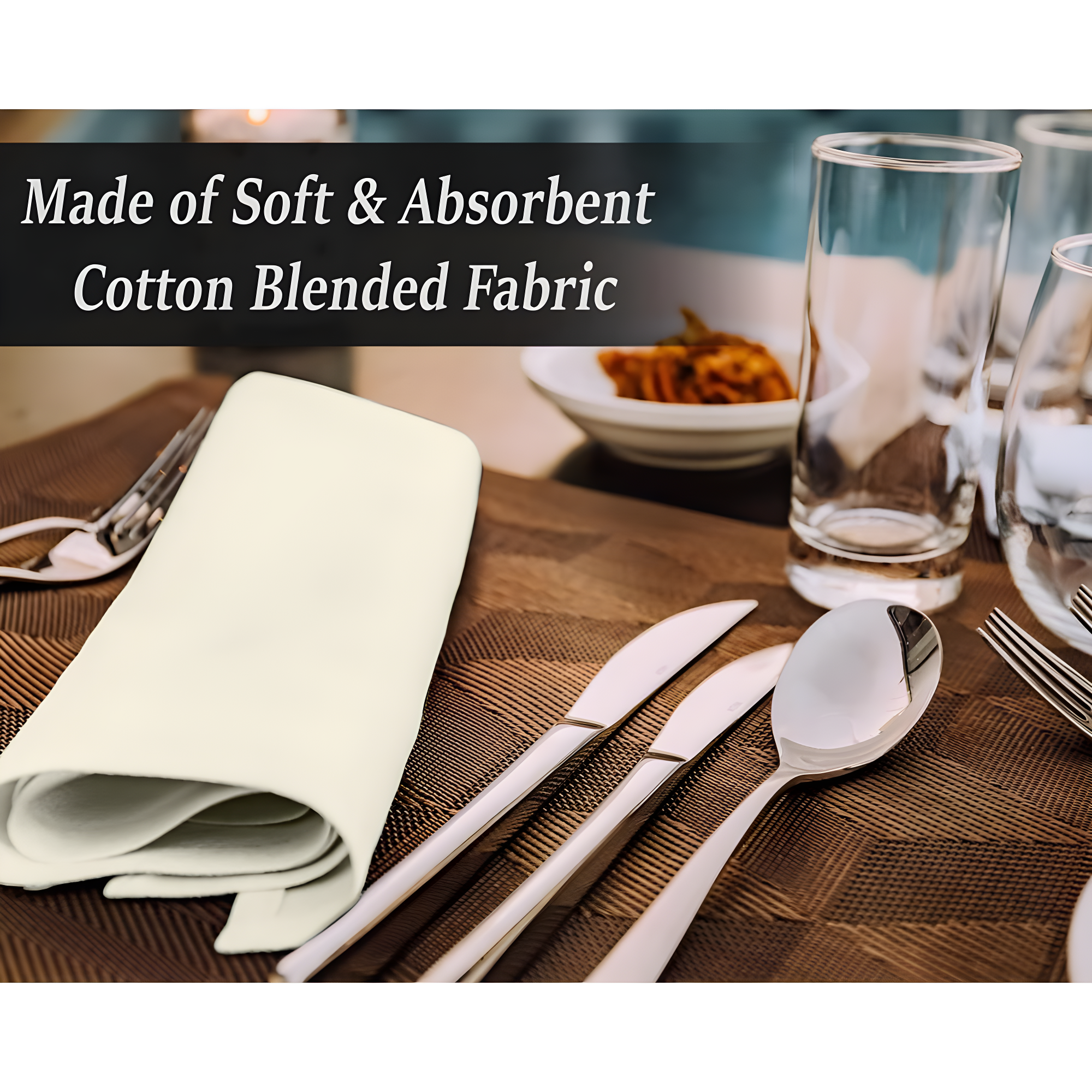 Urban Villa Ivory Cloth Napkins 100% Cotton Dinner Napkins (Set of 12) 18x18 Inches Absorbent Soft Durable Reusable and Washable Napkins - Ideal for Everyday Use Parties Wedding Spring Summer Easter