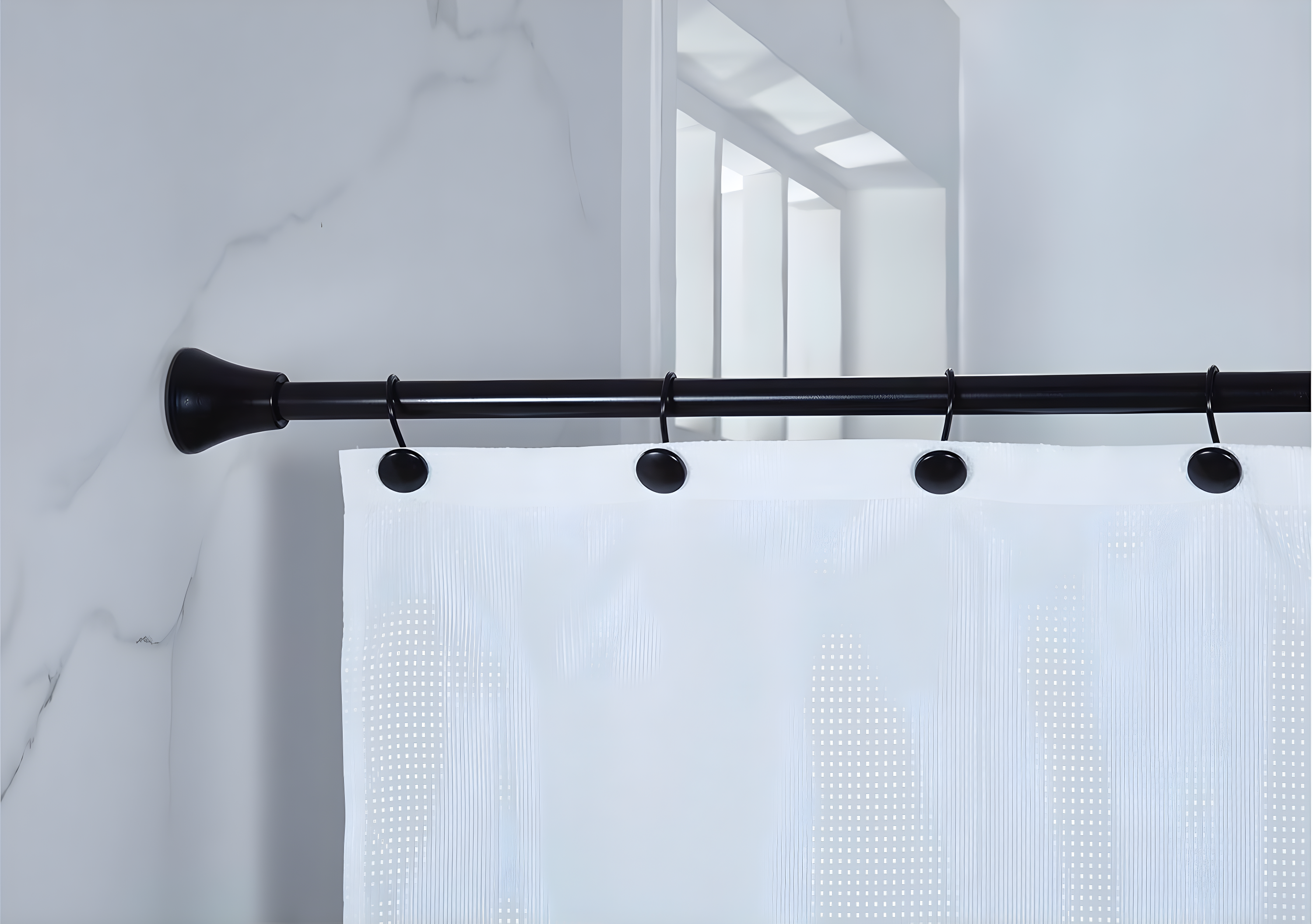 2.5'' Straight Tension Shower Curtain Rod & Hook Set
