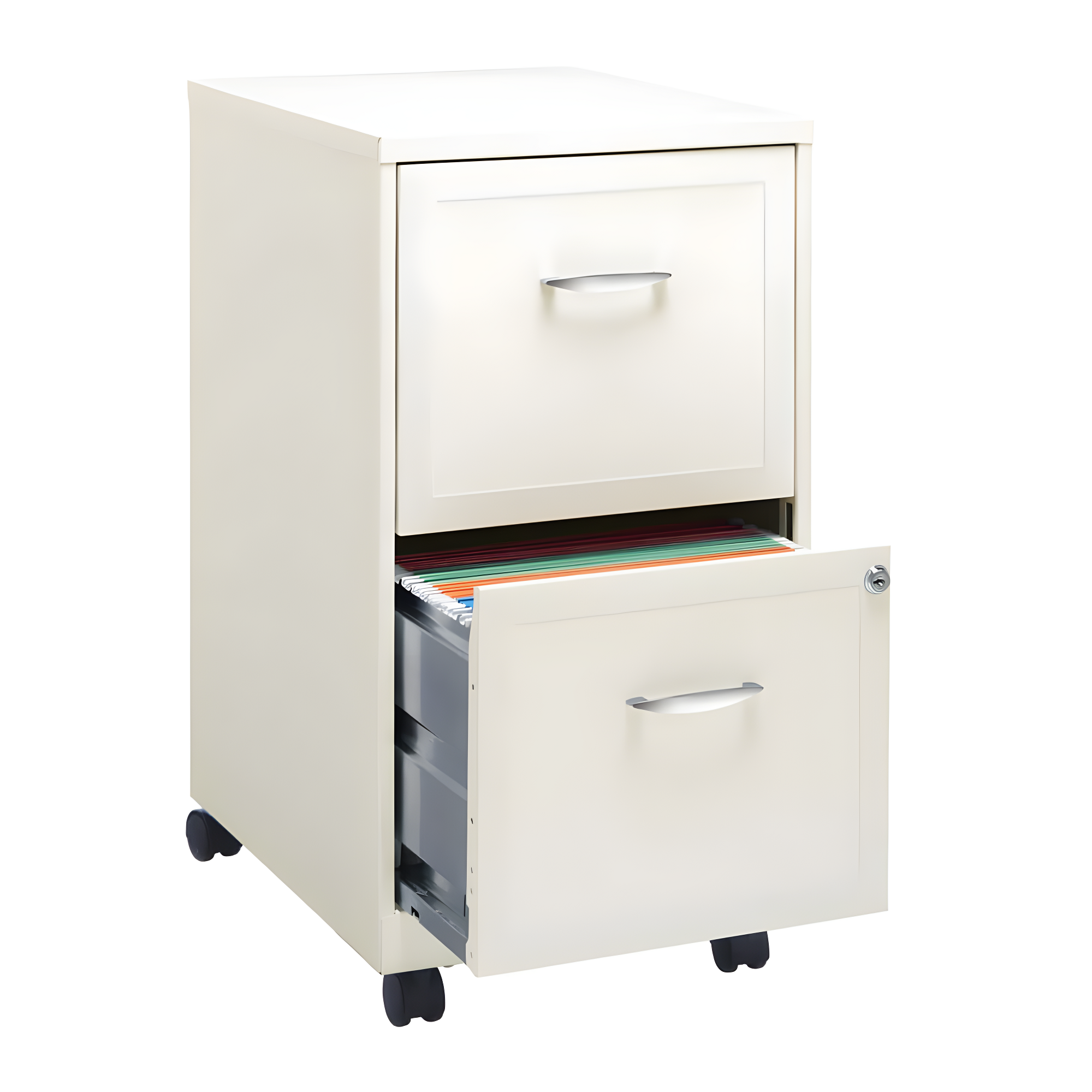 Hirsh Industries Space Solutions File Cabinet on Wheels 2 Drawer - Pearl White: Vertical Steel Storage, Office Supplies