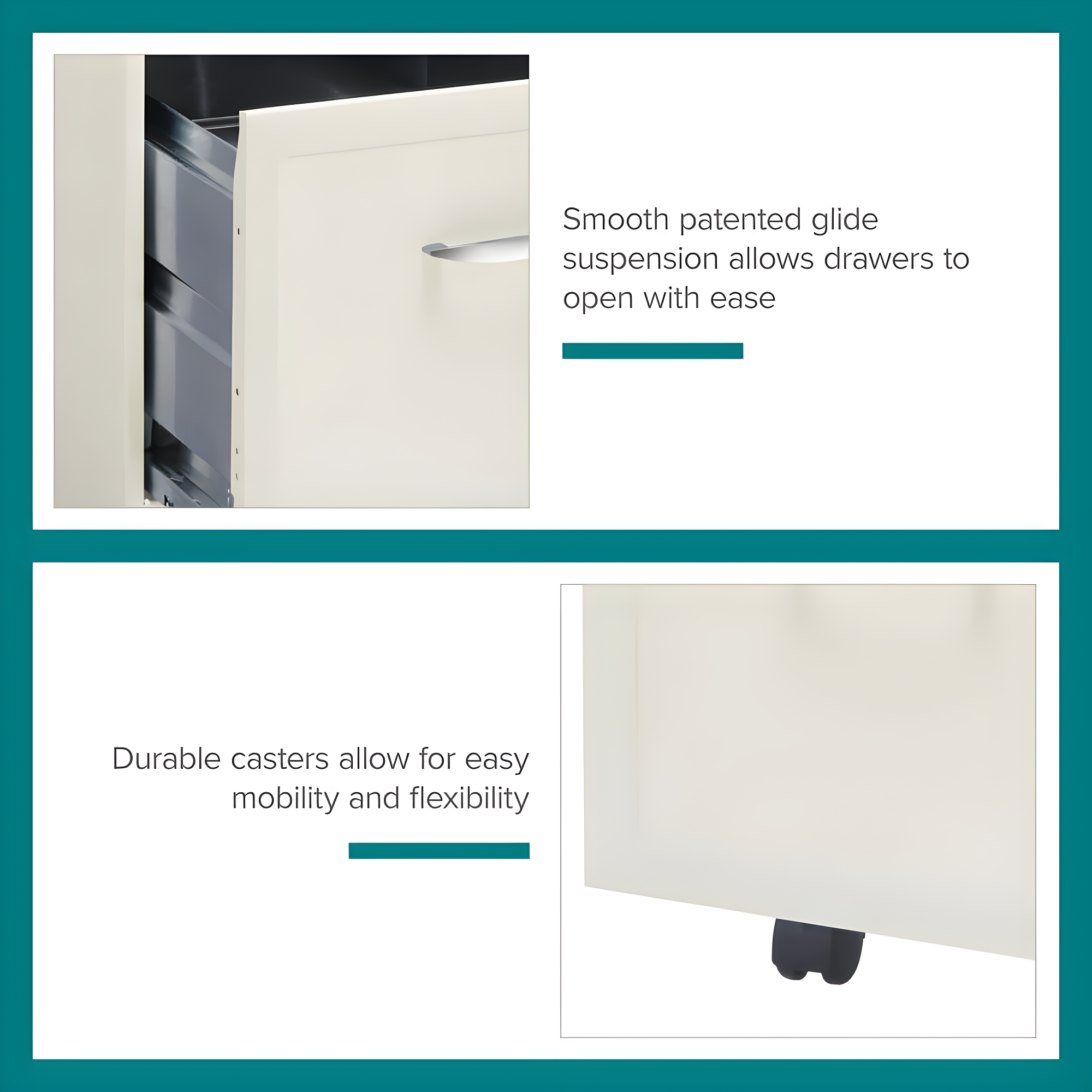 Hirsh Industries Space Solutions File Cabinet on Wheels 2 Drawer - Pearl White: Vertical Steel Storage, Office Supplies