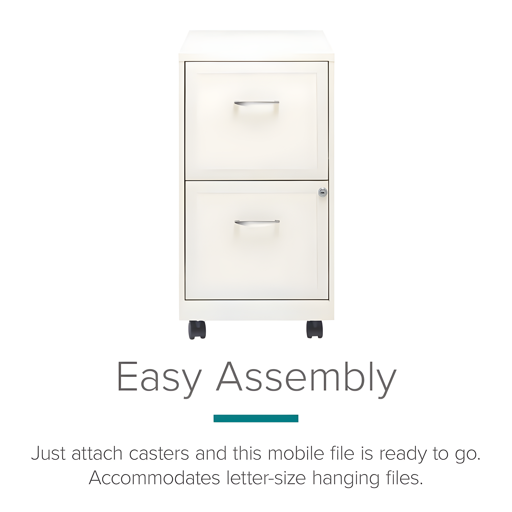 Hirsh Industries Space Solutions File Cabinet on Wheels 2 Drawer - Pearl White: Vertical Steel Storage, Office Supplies