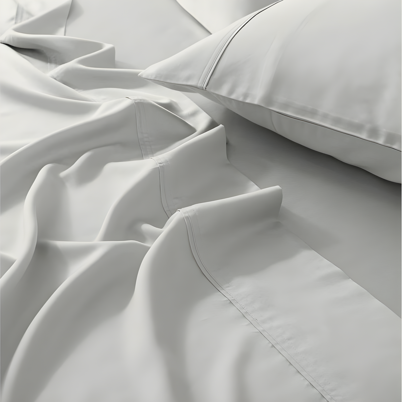 Full 400 Thread Count Wrinkle Free Cotton Sheet Set Ivory - Purity Home: Sateen Weave, Deep Pocket Fitted Sheet, OEKO-TEX Certified