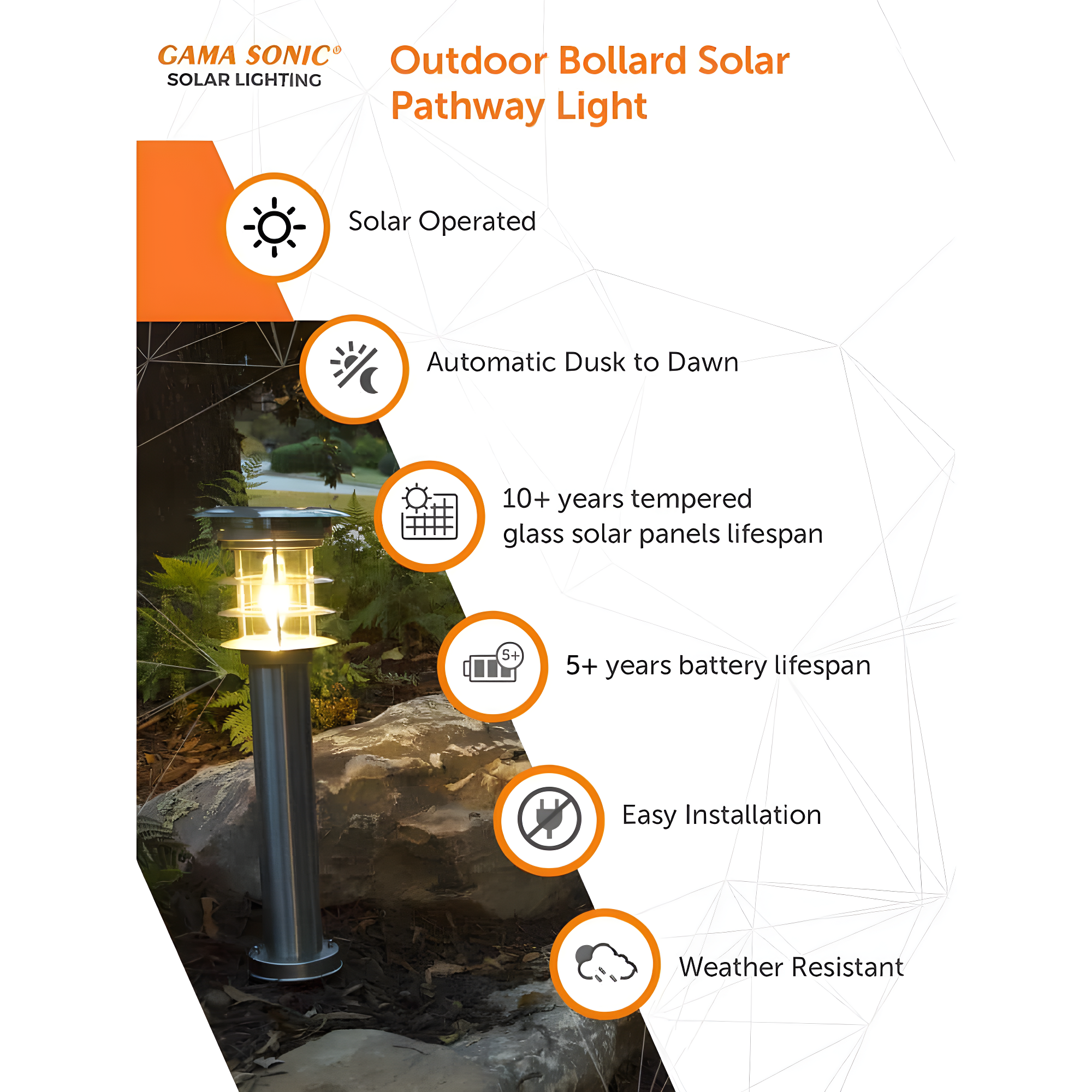 Gama Sonic Stainless Steel Solar Bollard Lamp with EZ Anchor
