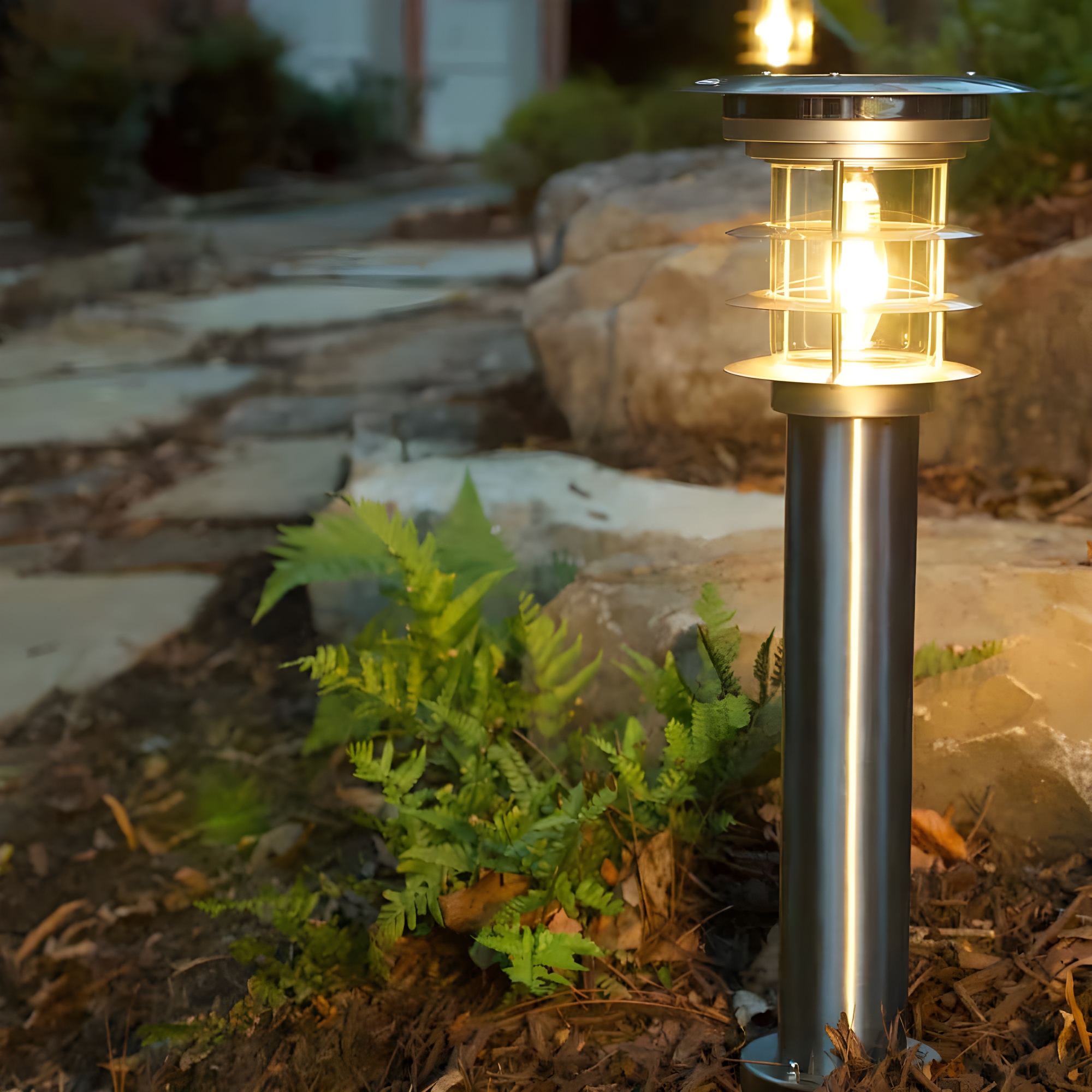 Gama Sonic Stainless Steel Solar Bollard Lamp with EZ Anchor