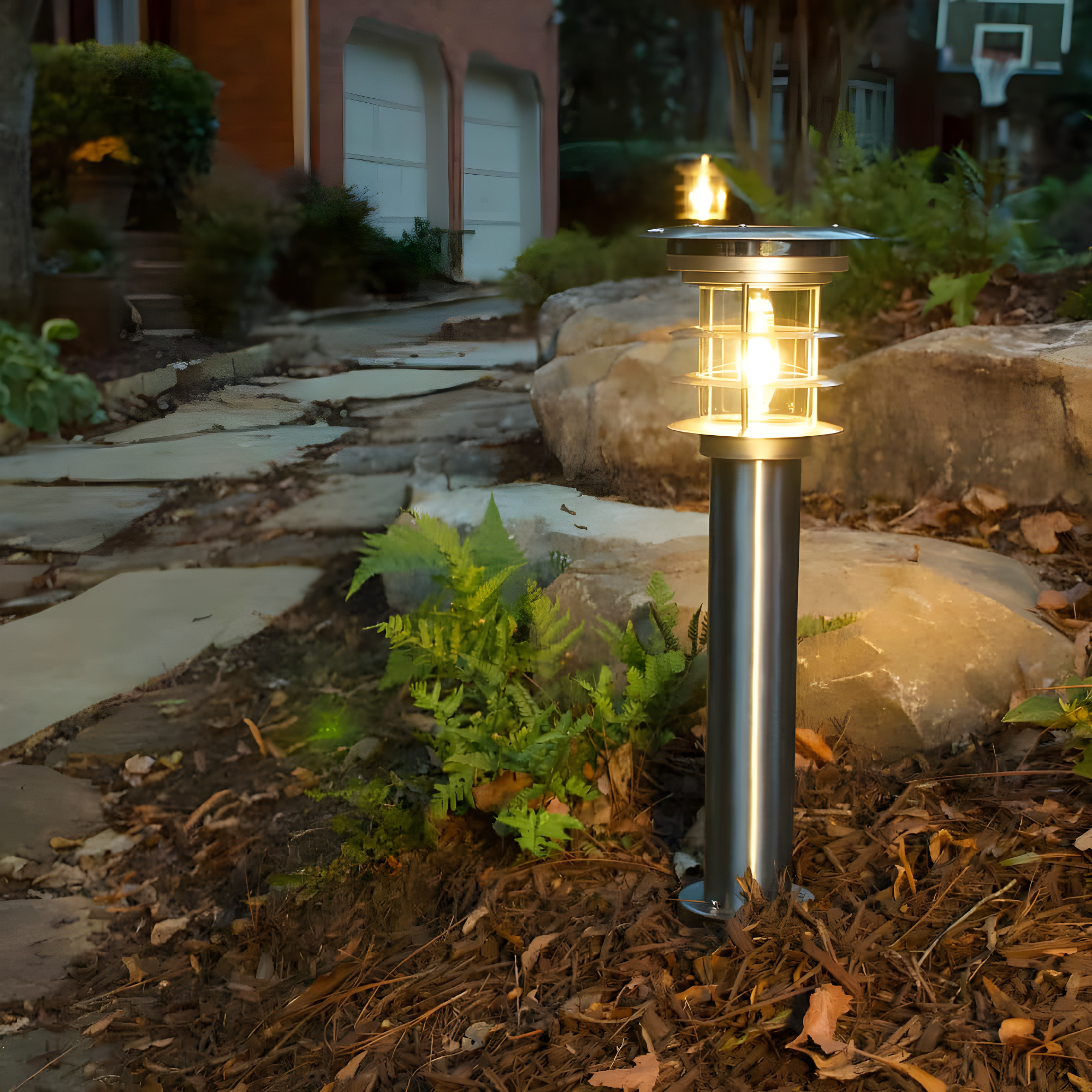 Gama Sonic Stainless Steel Solar Bollard Lamp with EZ Anchor