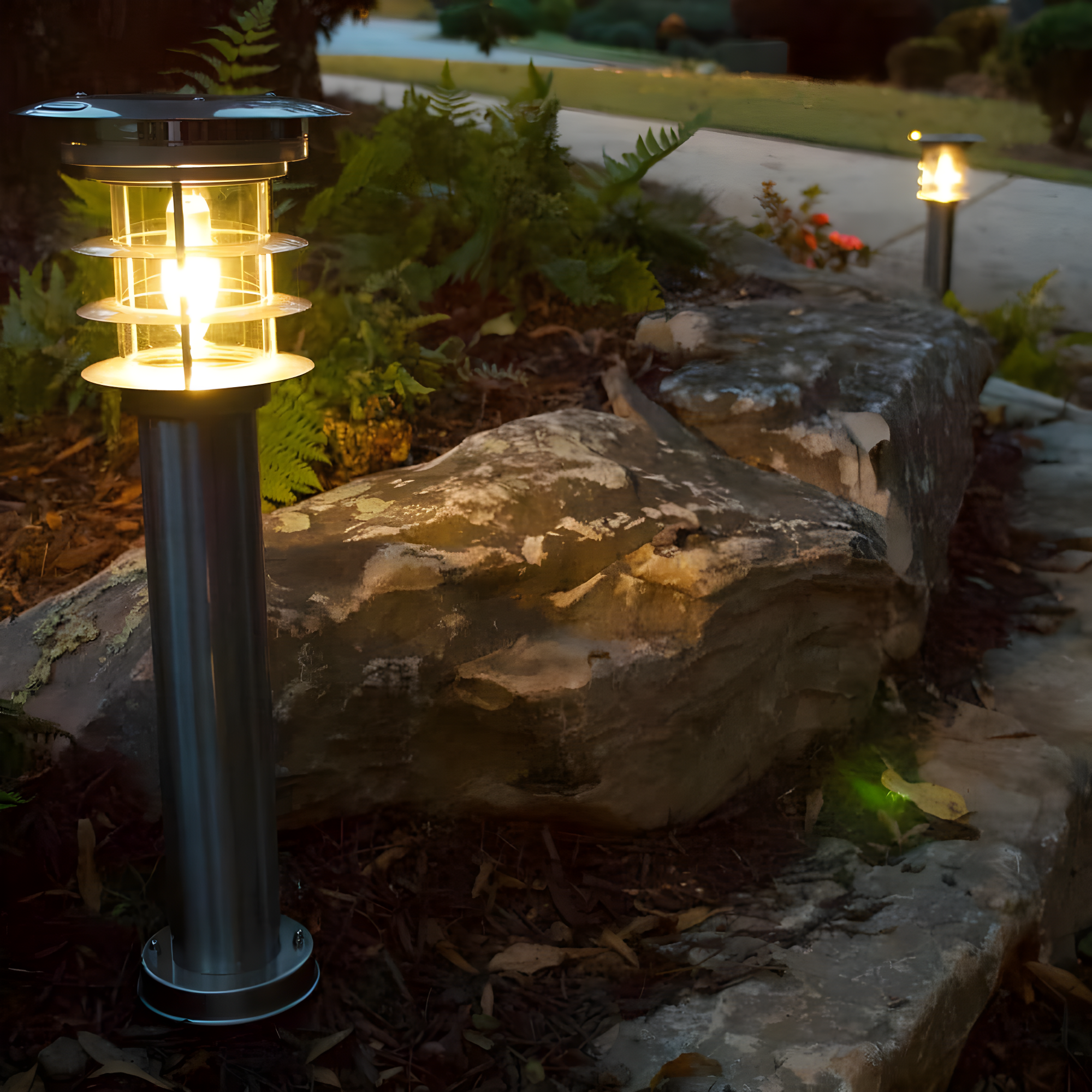 Gama Sonic Stainless Steel Solar Bollard Lamp with EZ Anchor