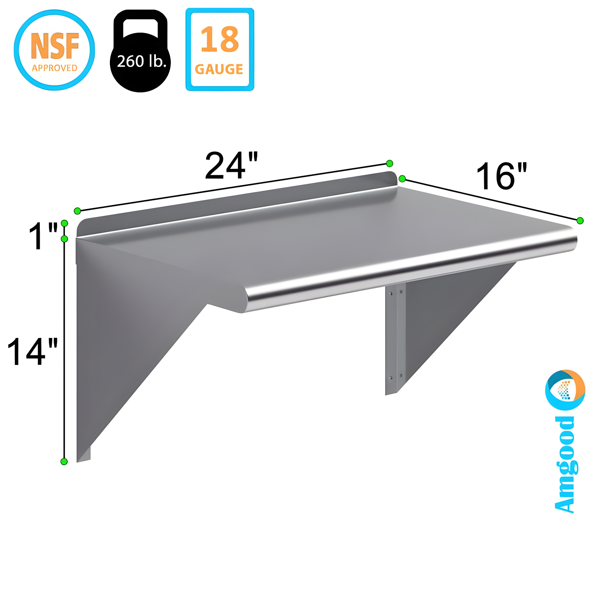 Amgood Utility Metal Wall Shelf.