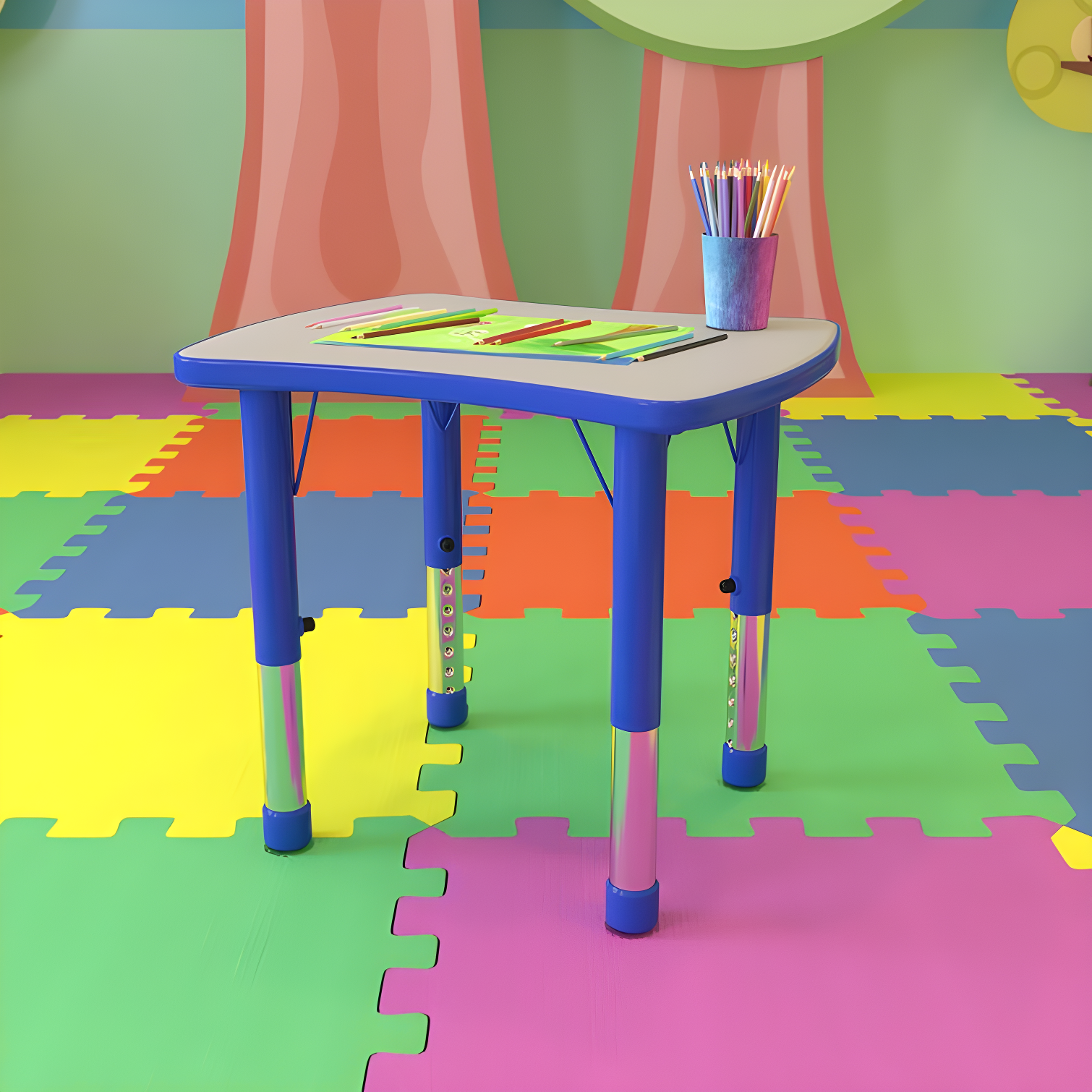 Goddard Rectangle Plastic Adjustable Height Kids Activity Table by Flash Furniture