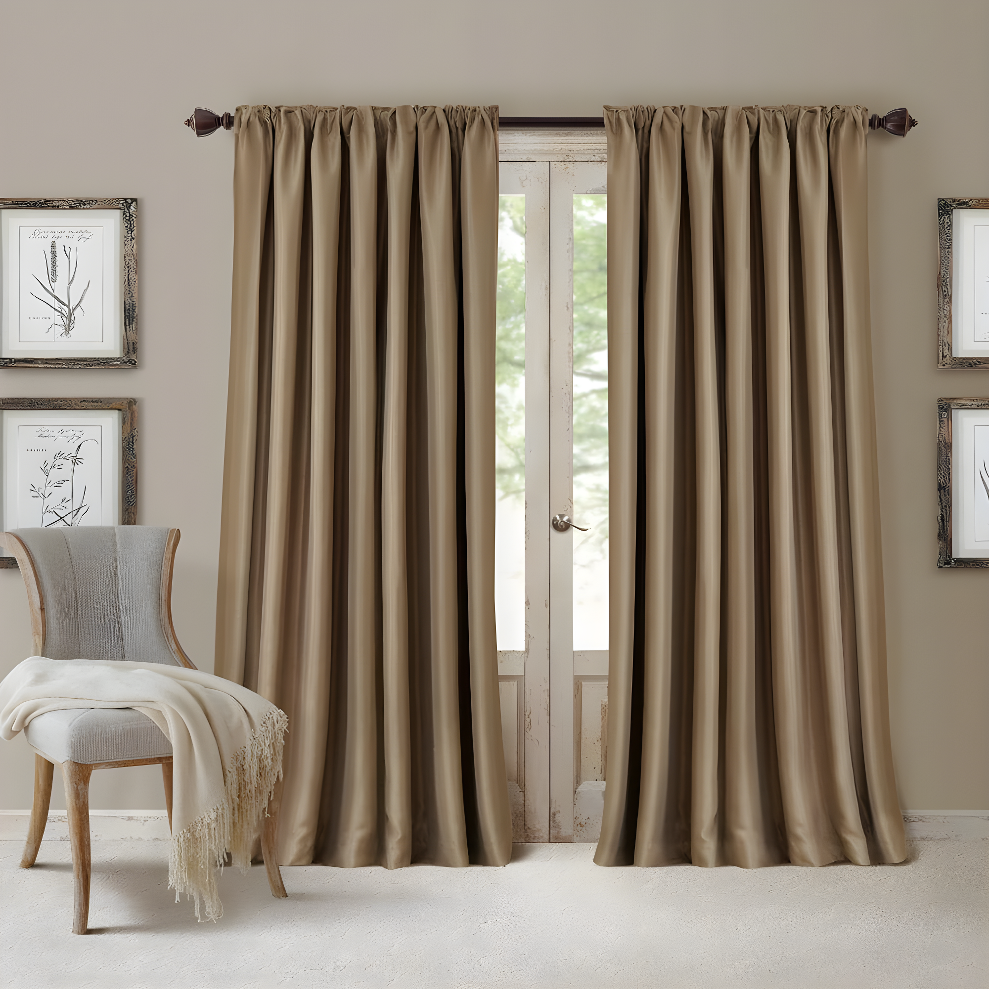 All Seasons Single Blackout Window Curtain Panel - 52" x 95" - Antique Gold - Elrene Home Fashions