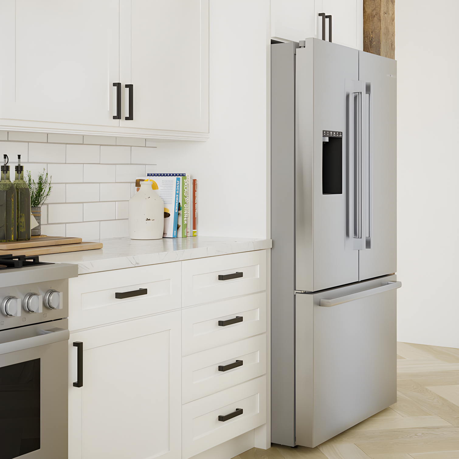 Bosch - 500 Series 36-Inch Smart French Door Standard-Depth Refrigerator With Quickicepro, Anti-Fingerprint, External Water & Ice, Home Connect