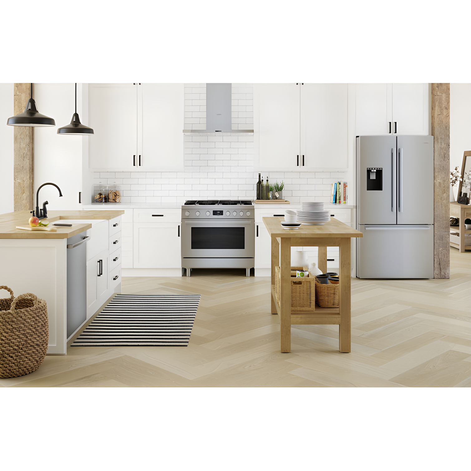 Bosch - 500 Series 36-Inch Smart French Door Standard-Depth Refrigerator With Quickicepro, Anti-Fingerprint, External Water & Ice, Home Connect