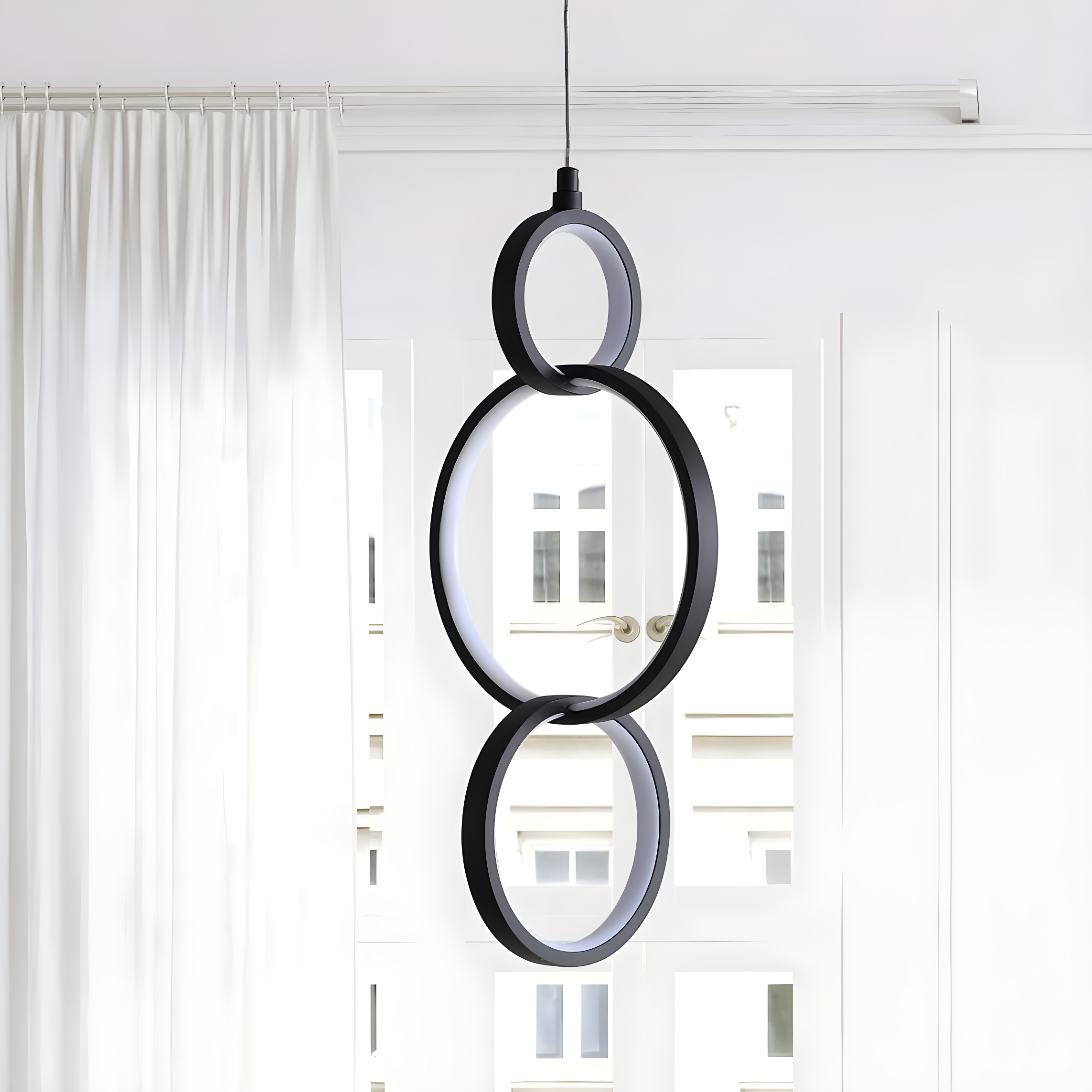 Loop 7.75" Adjustable Integrated LED Metal Ring Pendant, Black
