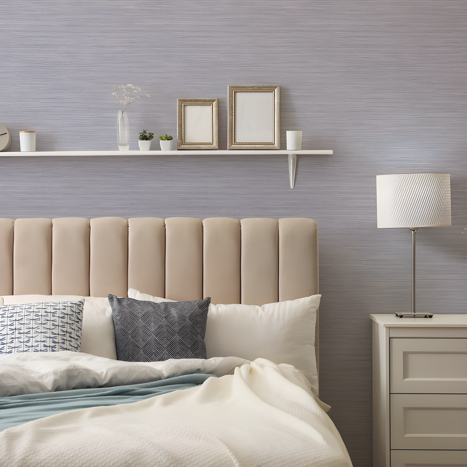 Tempaper & Co.® Faux Horizontal Grasscloth Removable Peel and Stick Wallpaper, Textured Blue, 28 sq. ft.: Vinyl, Prepasted, Abstract Pattern
