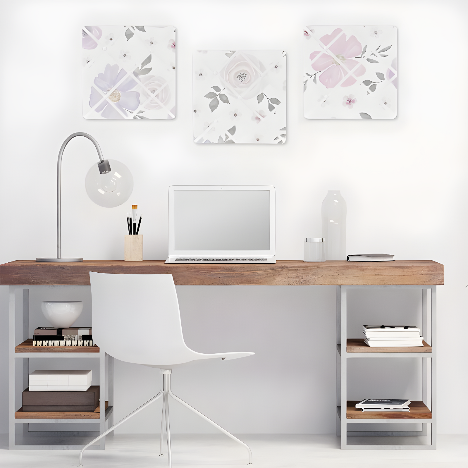 Sweet Jojo Designs Watercolor Floral Wall Mounted Photo Memo Board