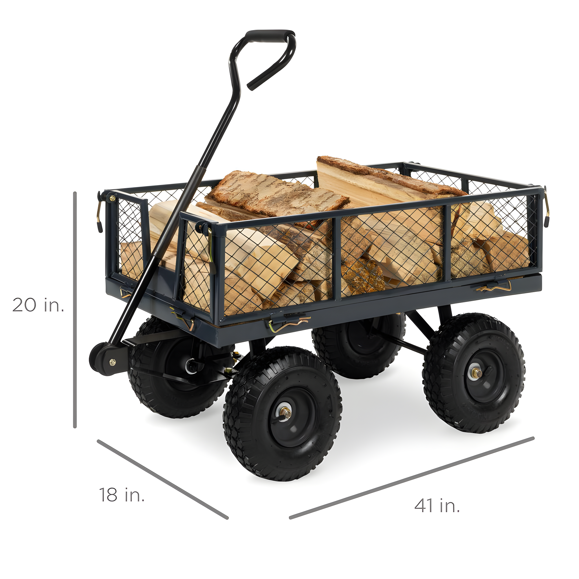 Best Choice Products Heavy-Duty Steel Garden Wagon Lawn Utility Cart w/ 400lb Capacity, Removable Sides, Handle - Gray