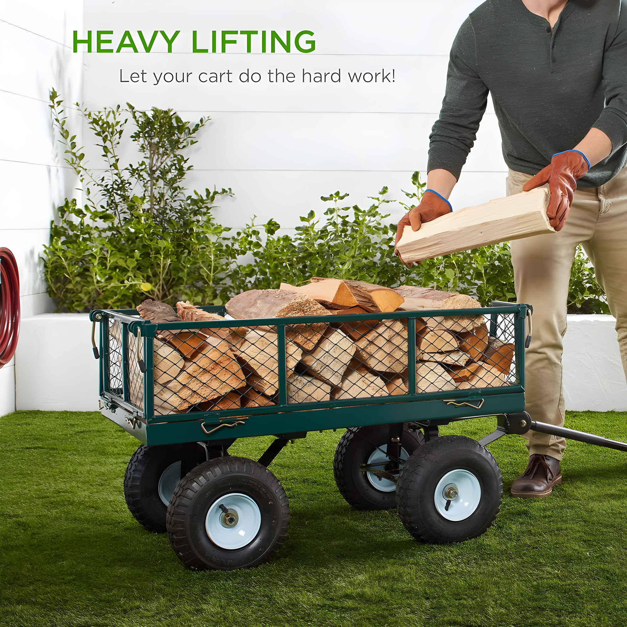 Best Choice Products Heavy-Duty Steel Garden Wagon Lawn Utility Cart w/ 400lb Capacity, Removable Sides, Handle - Gray