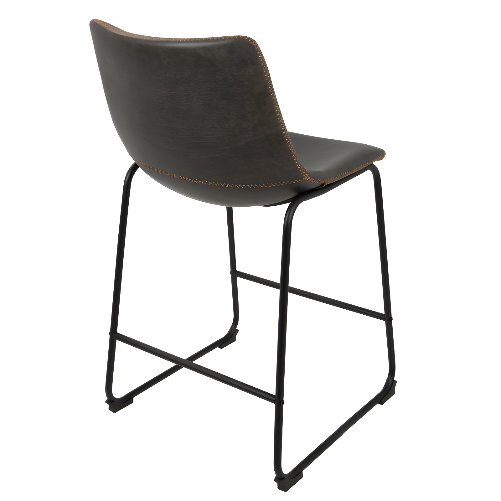 LumiSource Set of 2 26" Duke Industrial Counter Height Barstool Black/Gray: Upholstered, Metal Frame, No Assembly Required