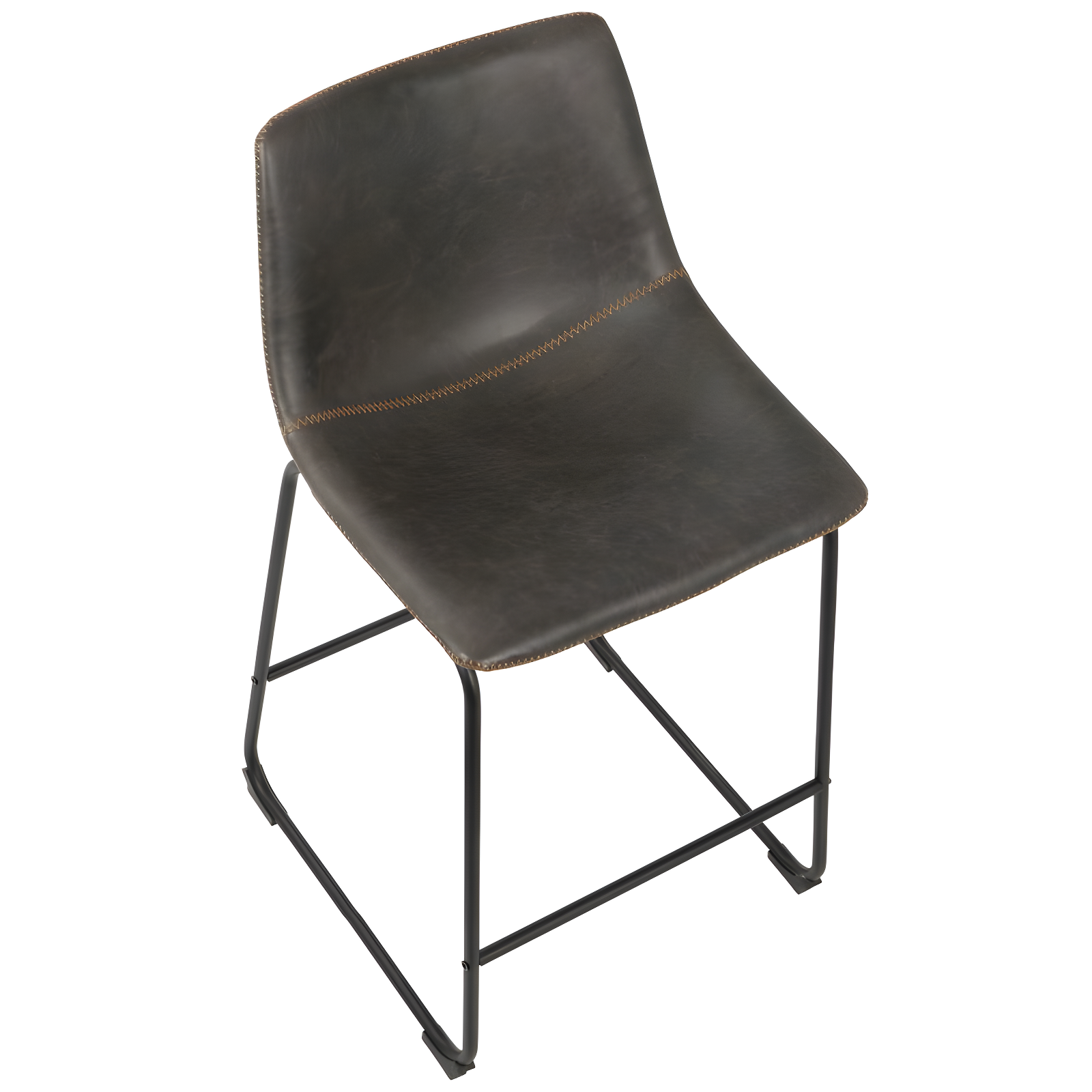 LumiSource Set of 2 26" Duke Industrial Counter Height Barstool Black/Gray: Upholstered, Metal Frame, No Assembly Required