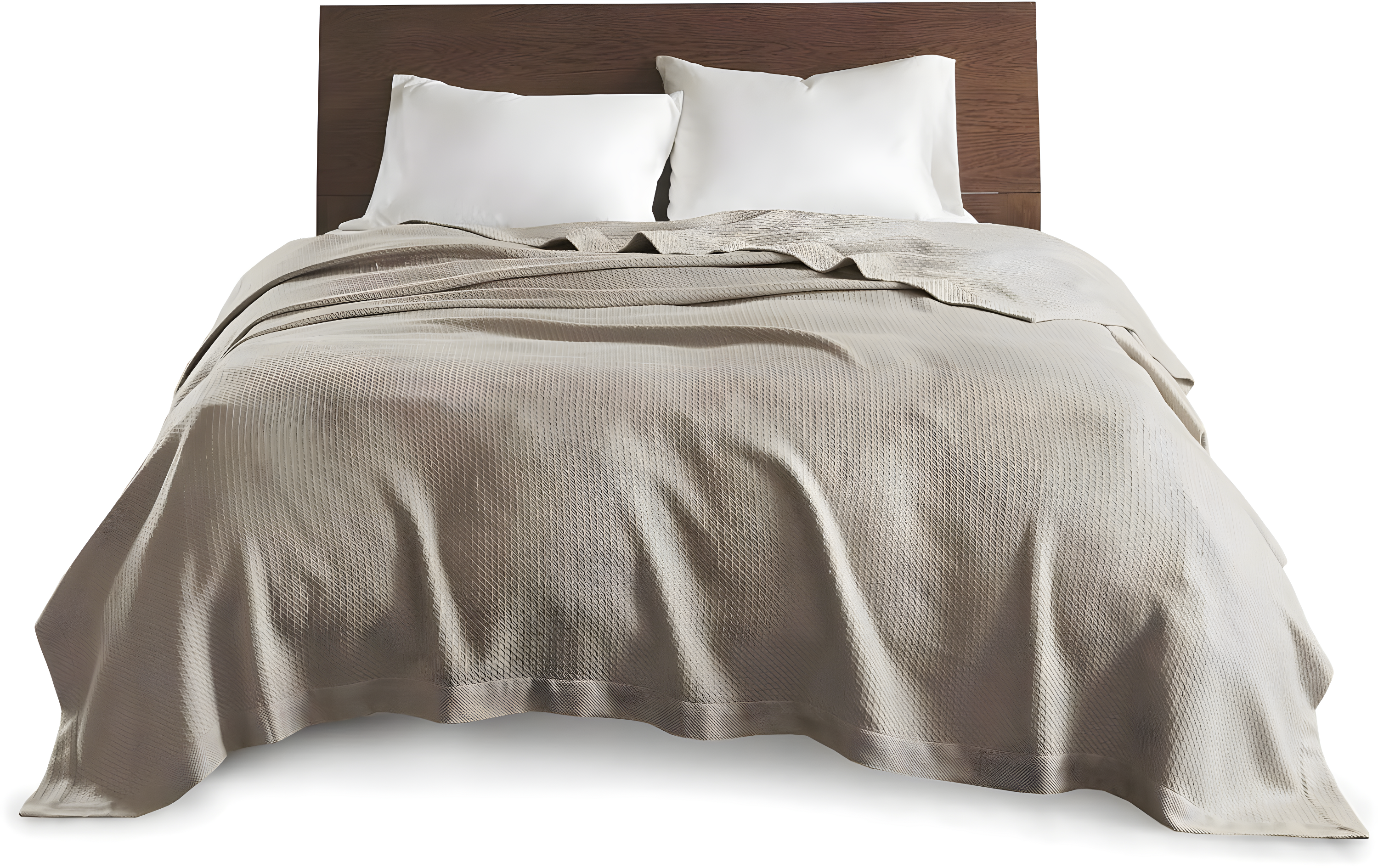 King Textured Cotton Blanket Khaki: Madison Park Waffle Weave, Machine Washable, No Fill, OEKO-TEX Certified