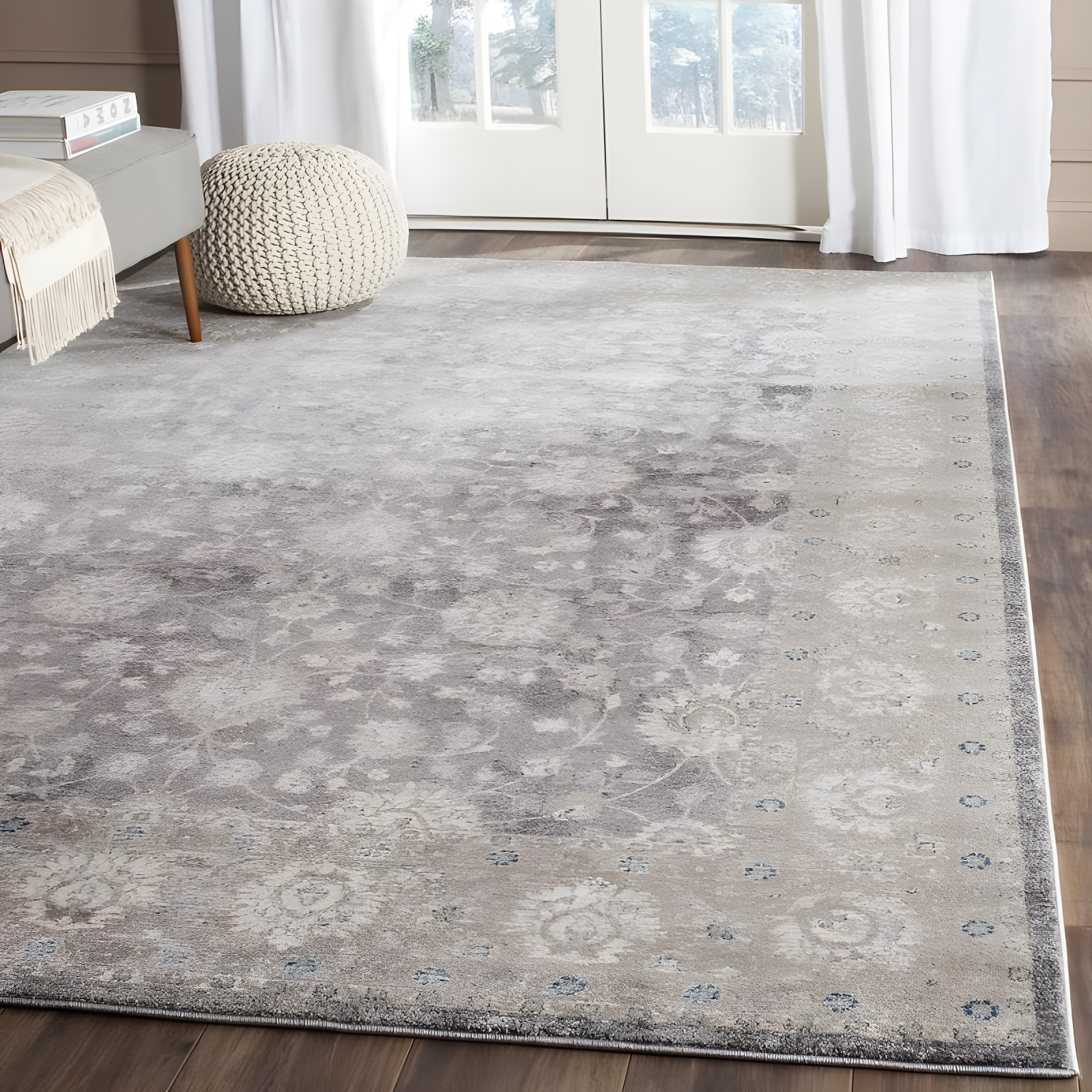 Sofia SOF330 Power Loomed Indoor Area Rug - Light Grey/Beige - 6'7"x9'2" - Safavieh.
