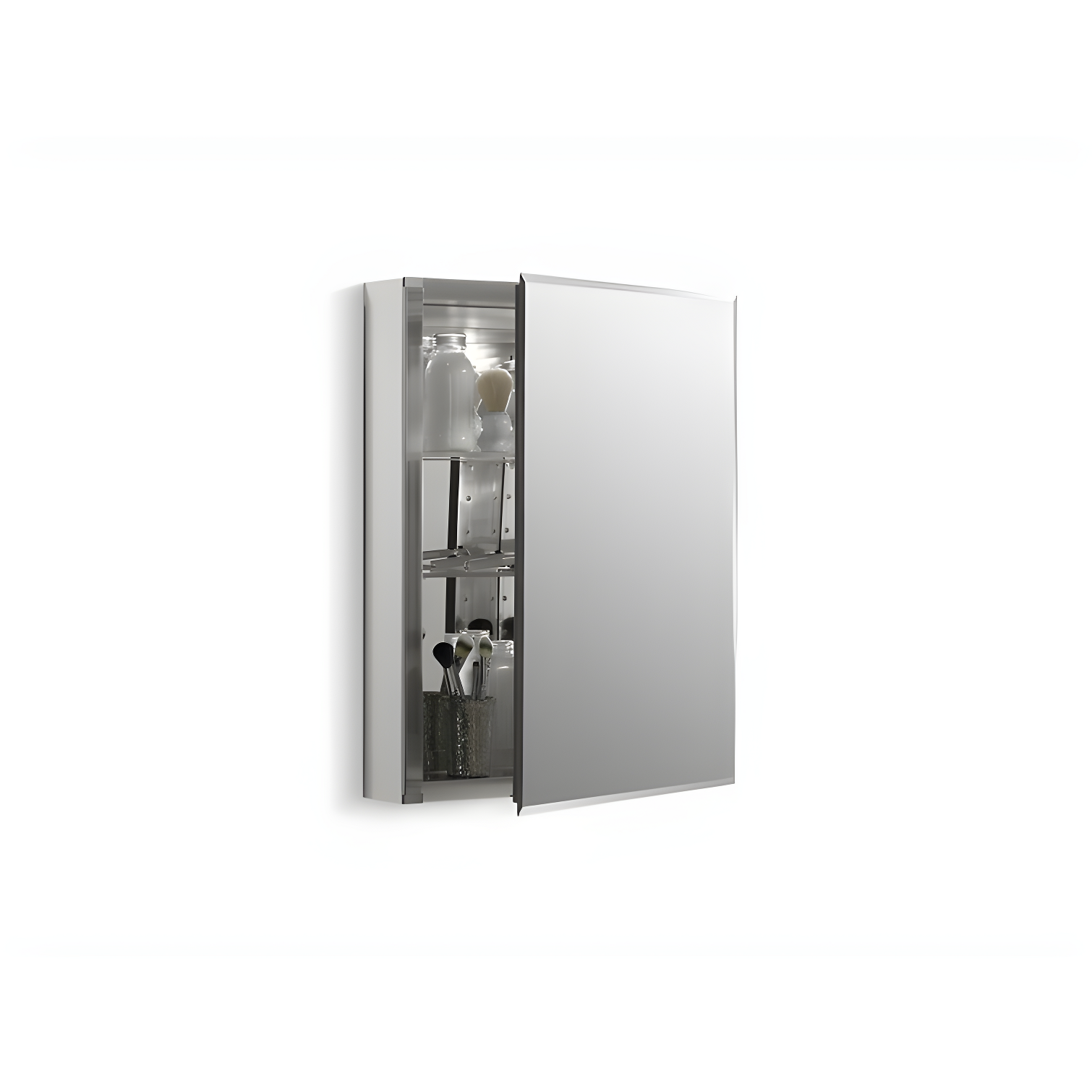 CLC Recessed or Surface Mount Frameless Aluminum Medicine Cabinet Adjustable Shelves