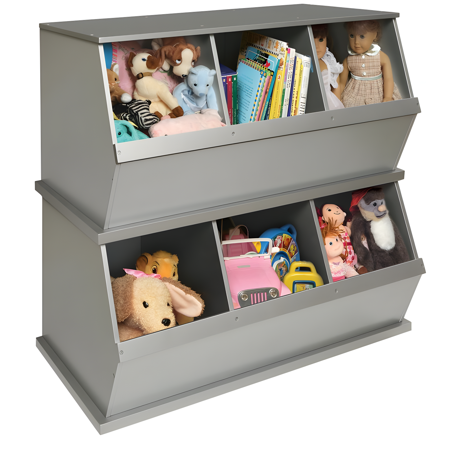Badger Basket Three Bin Stackable Storage Cubby - Silver