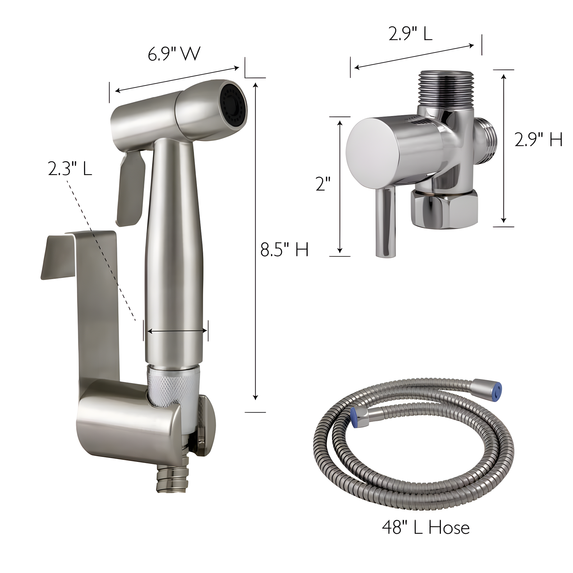 Design House Handheld Bidet Sprayer with Dual Mount and 48-Inch Hose 588913-SS