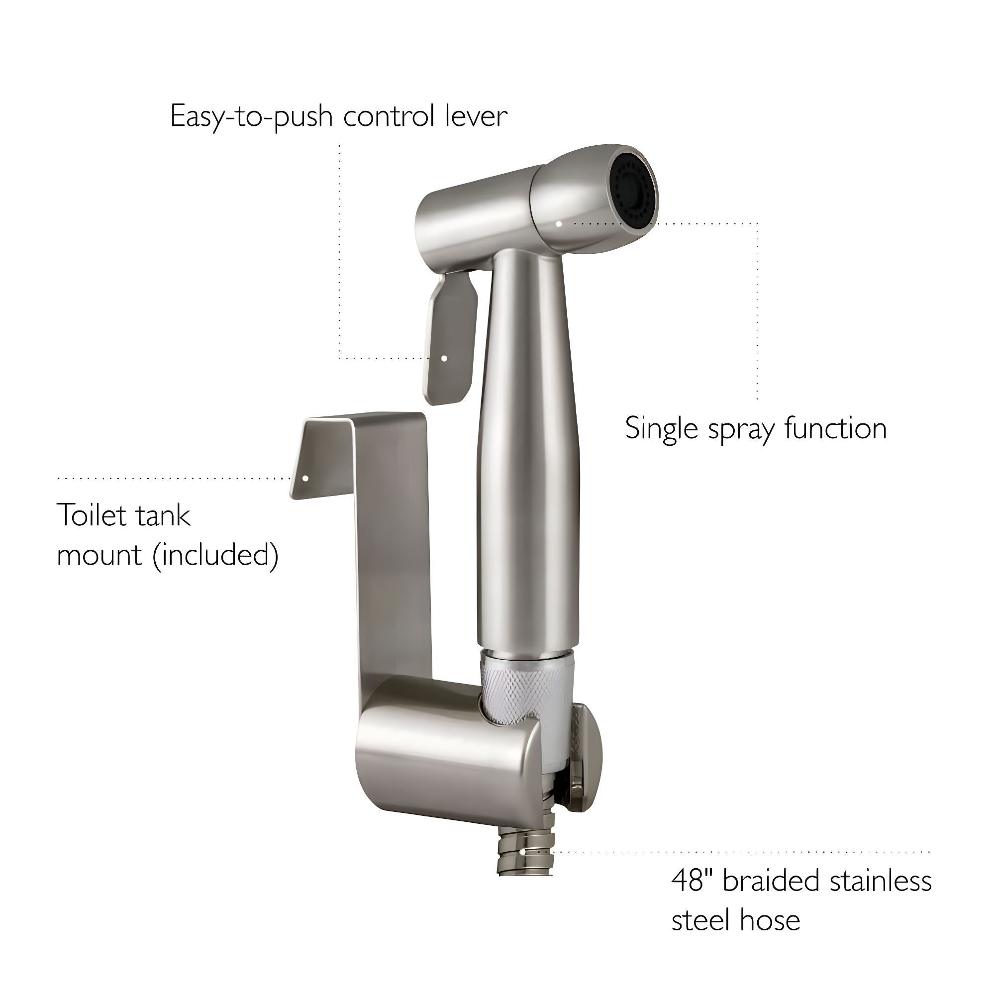 Design House Handheld Bidet Sprayer with Dual Mount and 48-Inch Hose 588913-SS